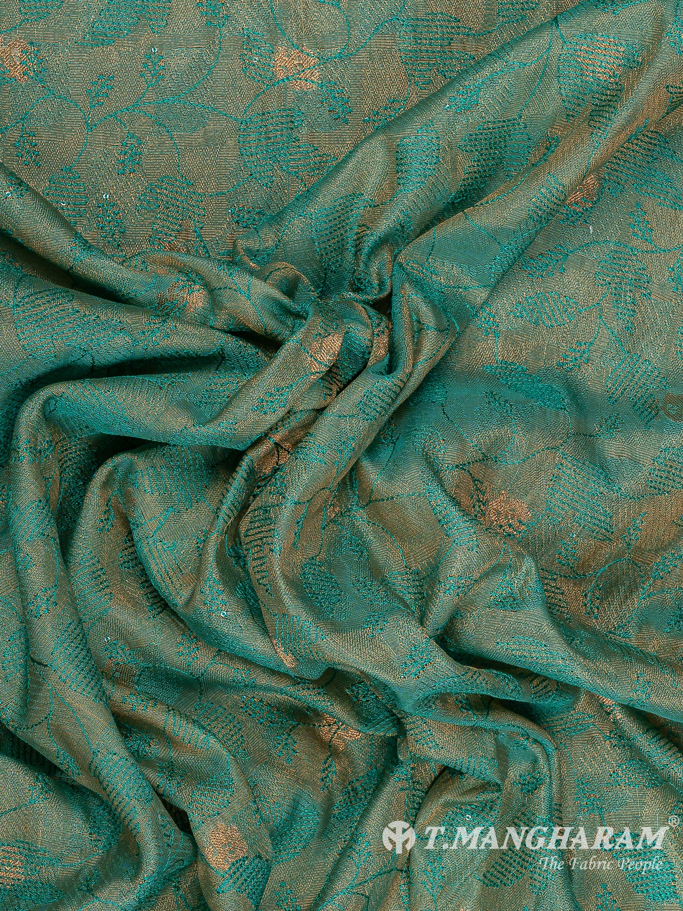 Green Semi Banaras Fabric - EC11607