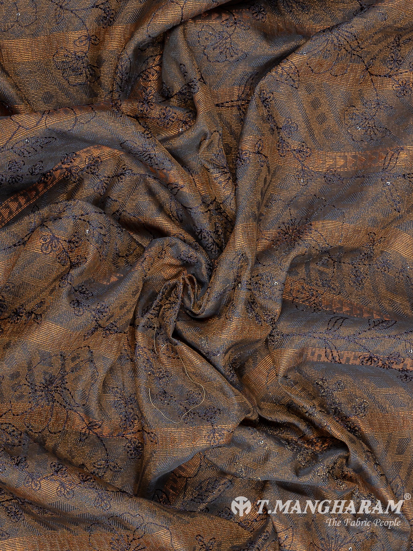 Brown Semi Banaras Fabric - EC11604