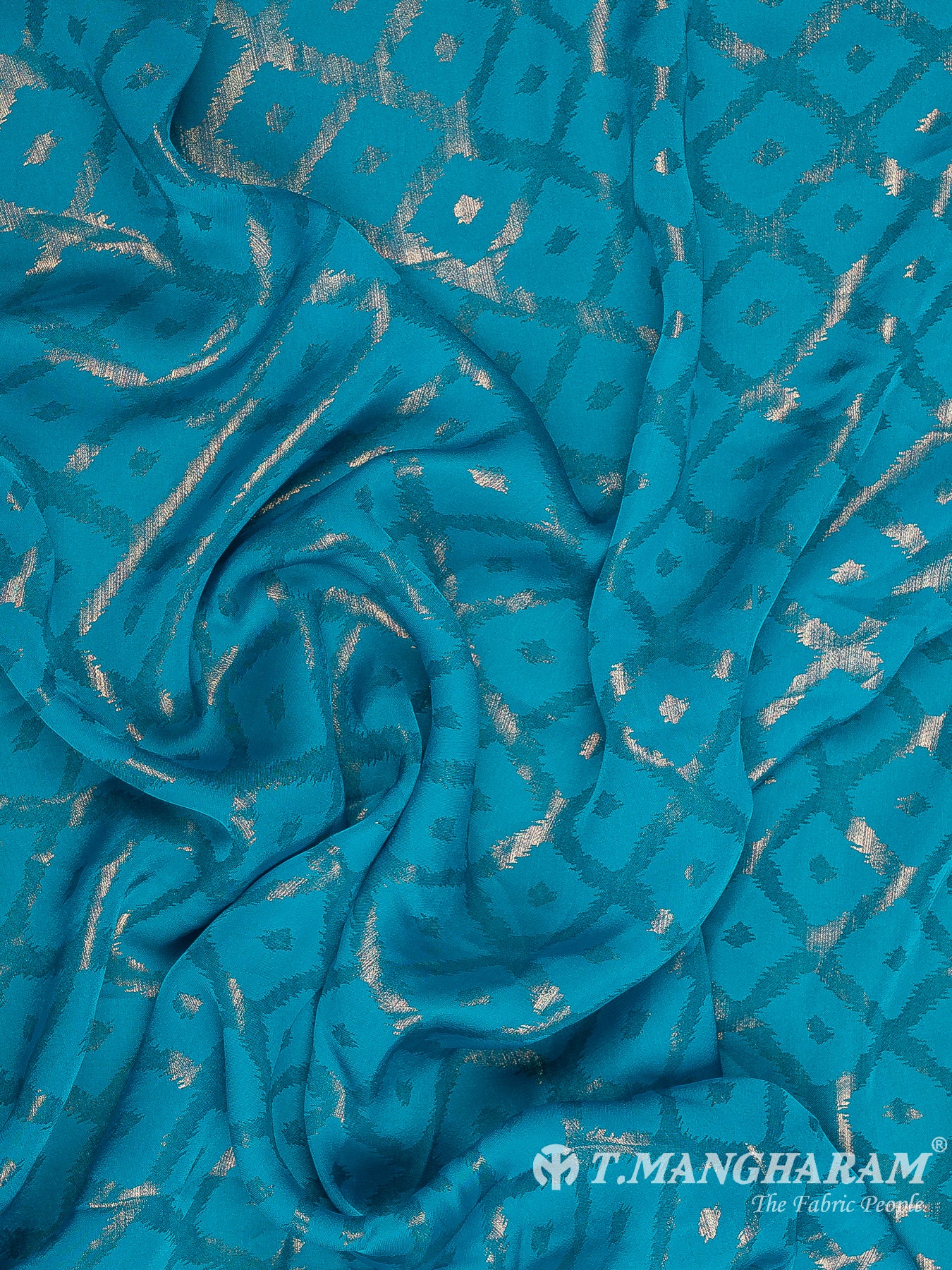 Blue Georgette Satin Fabric - EC11608