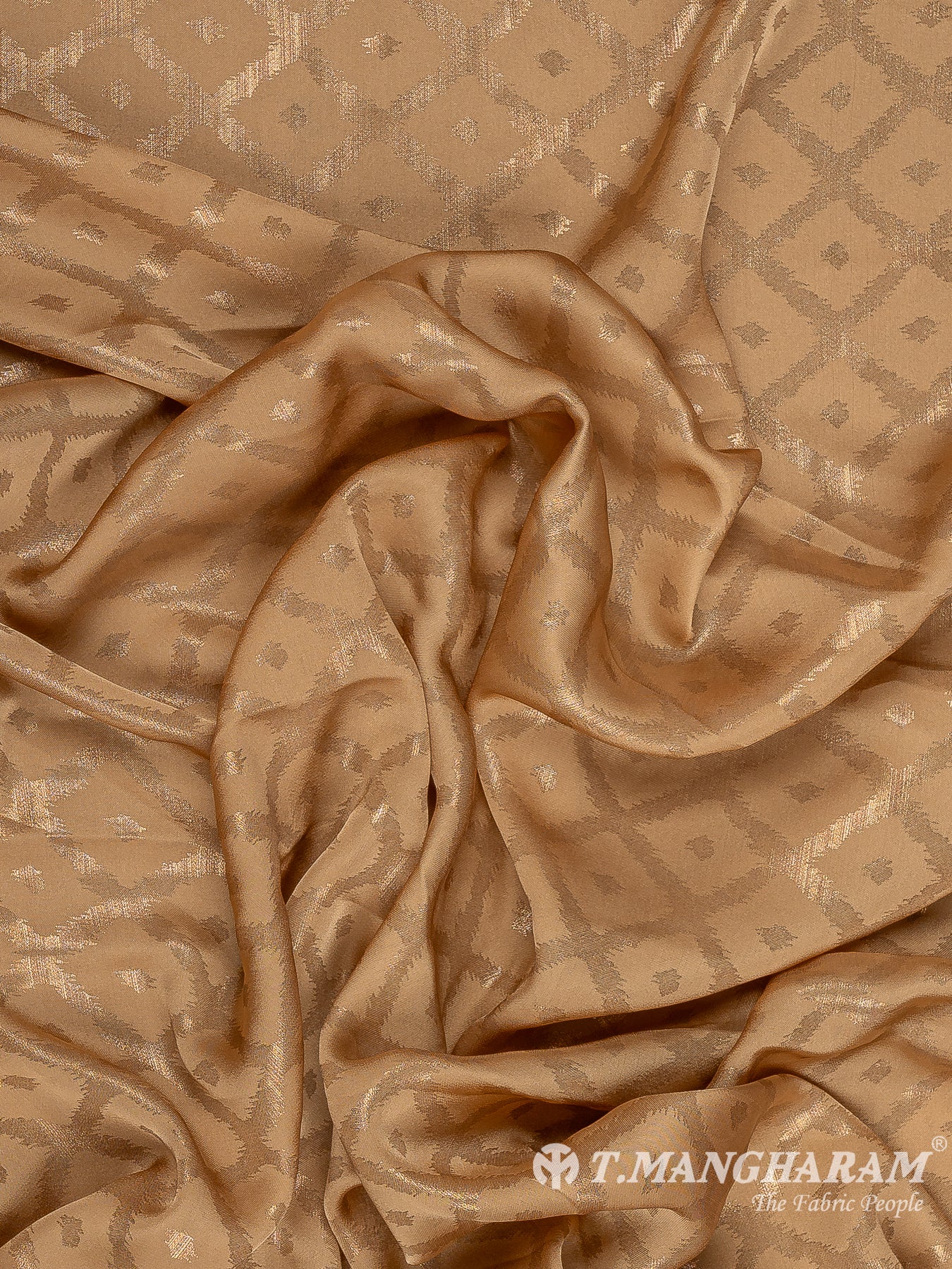 Biege Georgette Satin Fabric - EC11617