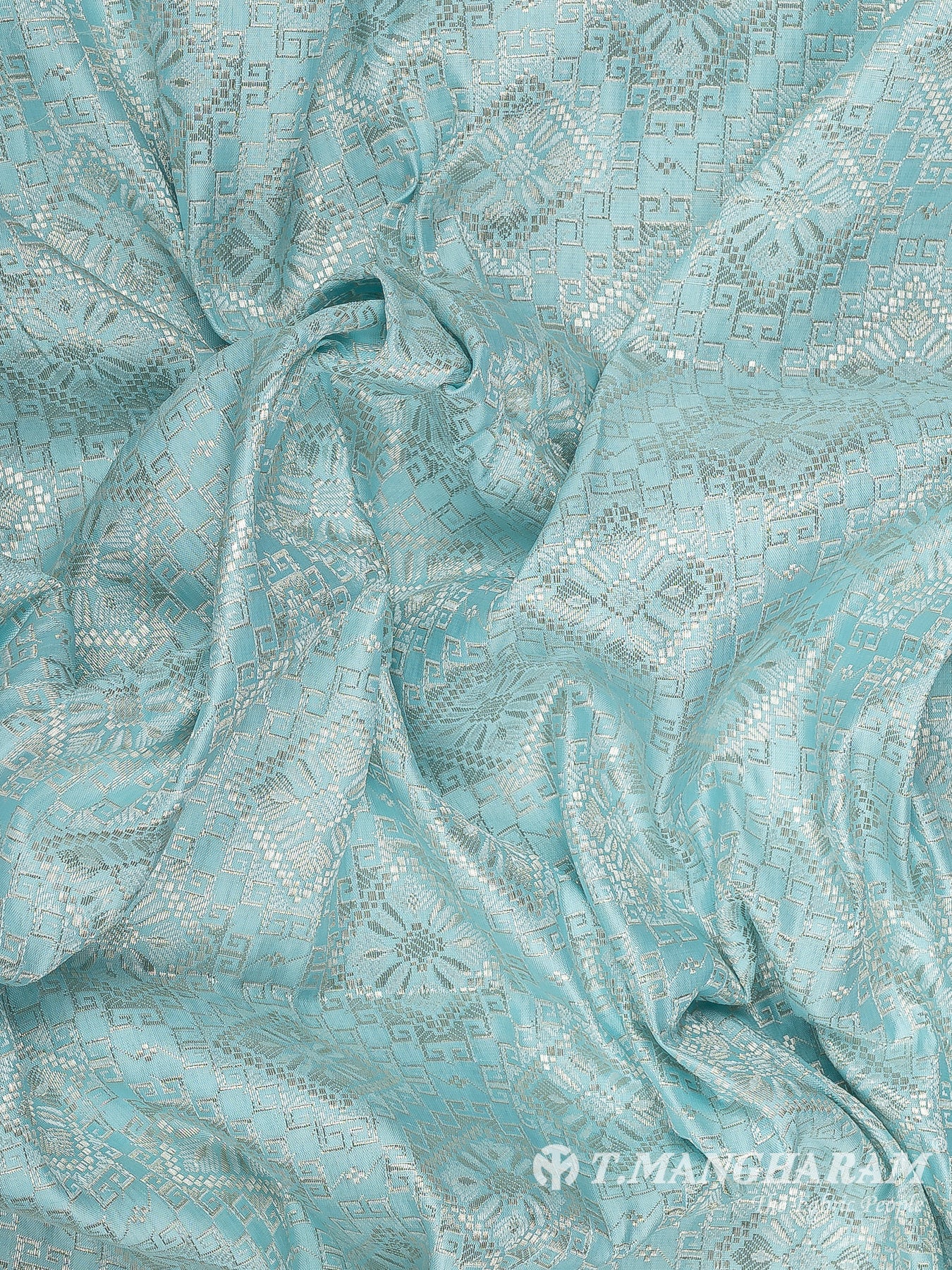 Blue Semi Banaras Fabric - EB8667