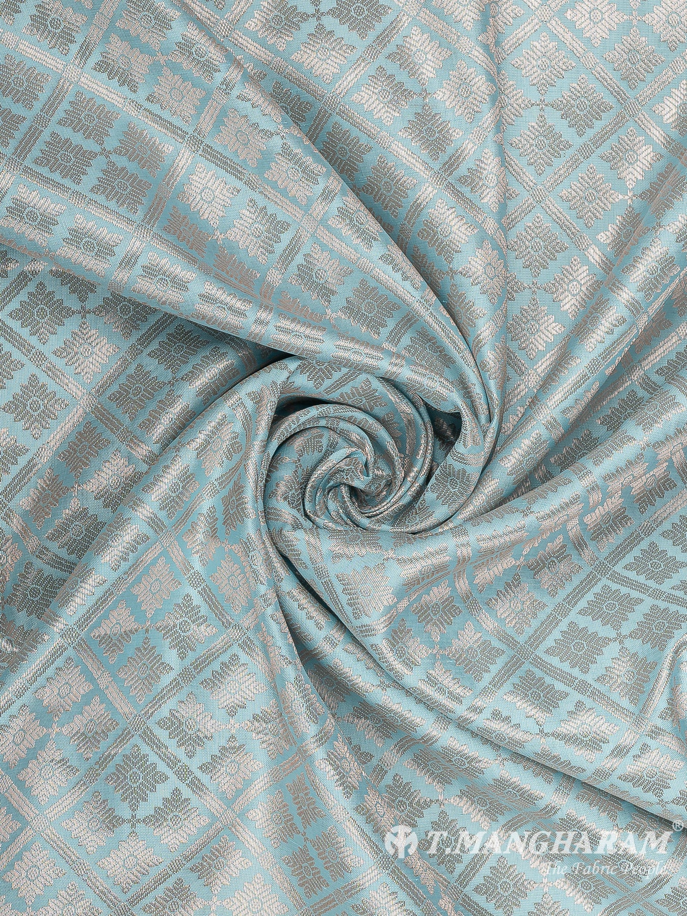 Blue Semi Banaras Fabric - EB8659