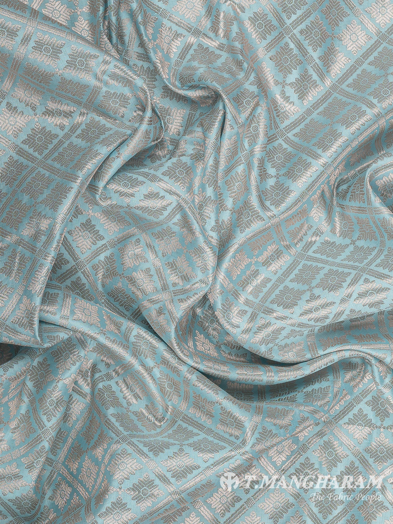 Blue Semi Banaras Fabric - EB8659