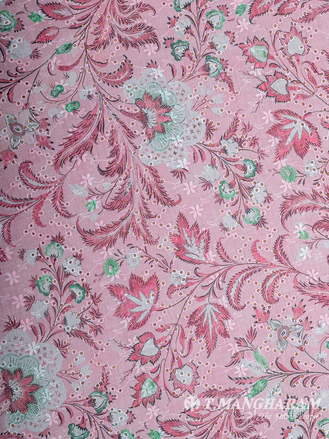 Pink Cotton Embroidery Fabric - EB8709