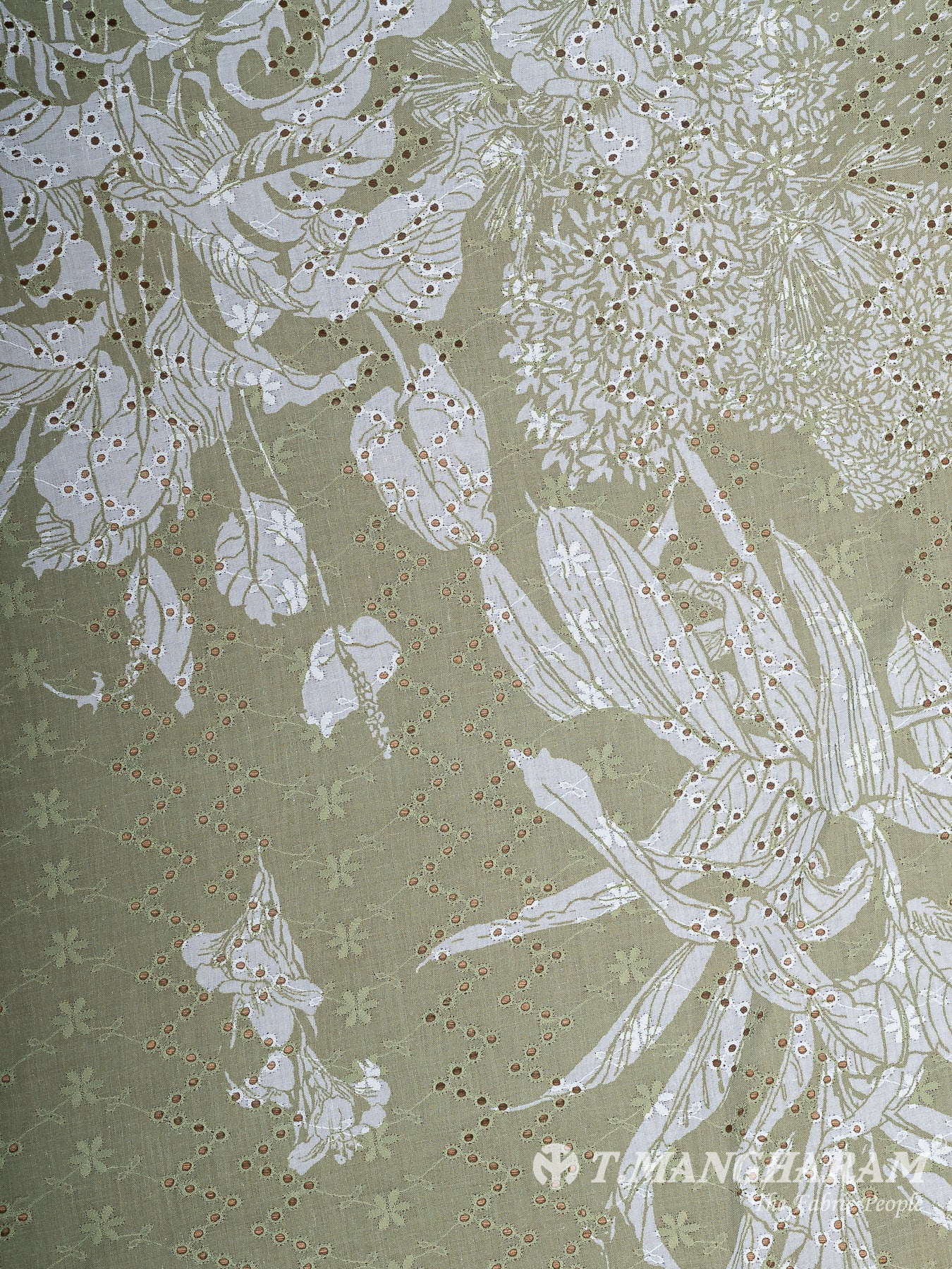 Green Cotton Embroidery Fabric - EB8706