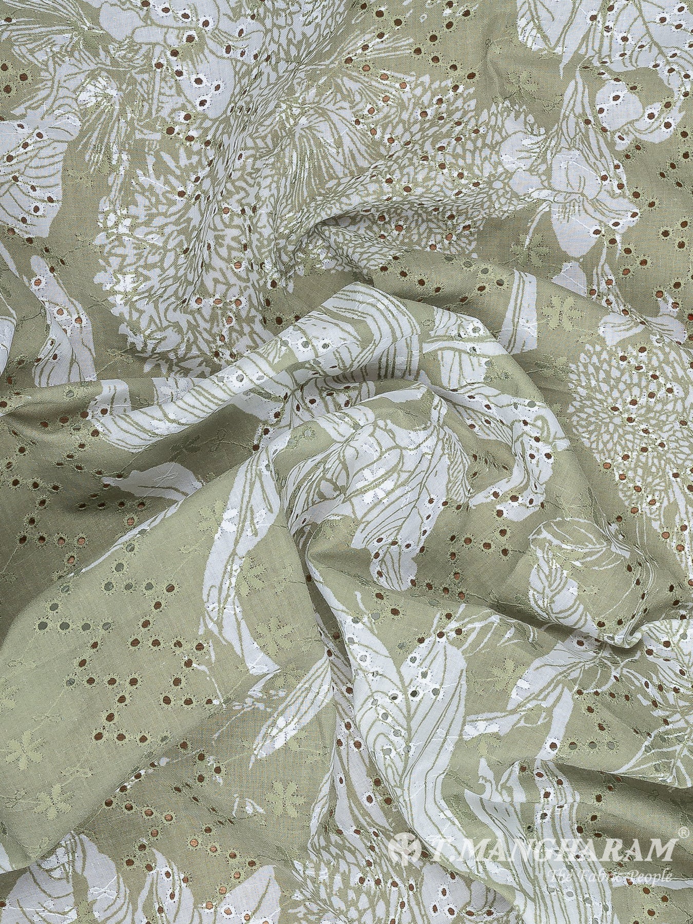 Green Cotton Embroidery Fabric - EB8706