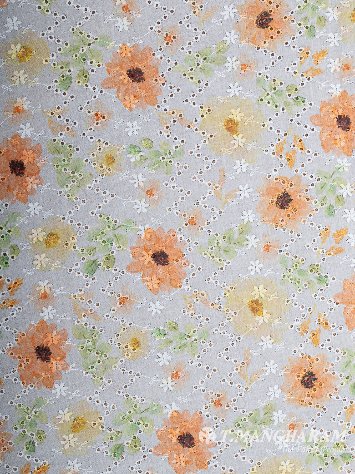 White Cotton Embroidery Fabric - EB8700