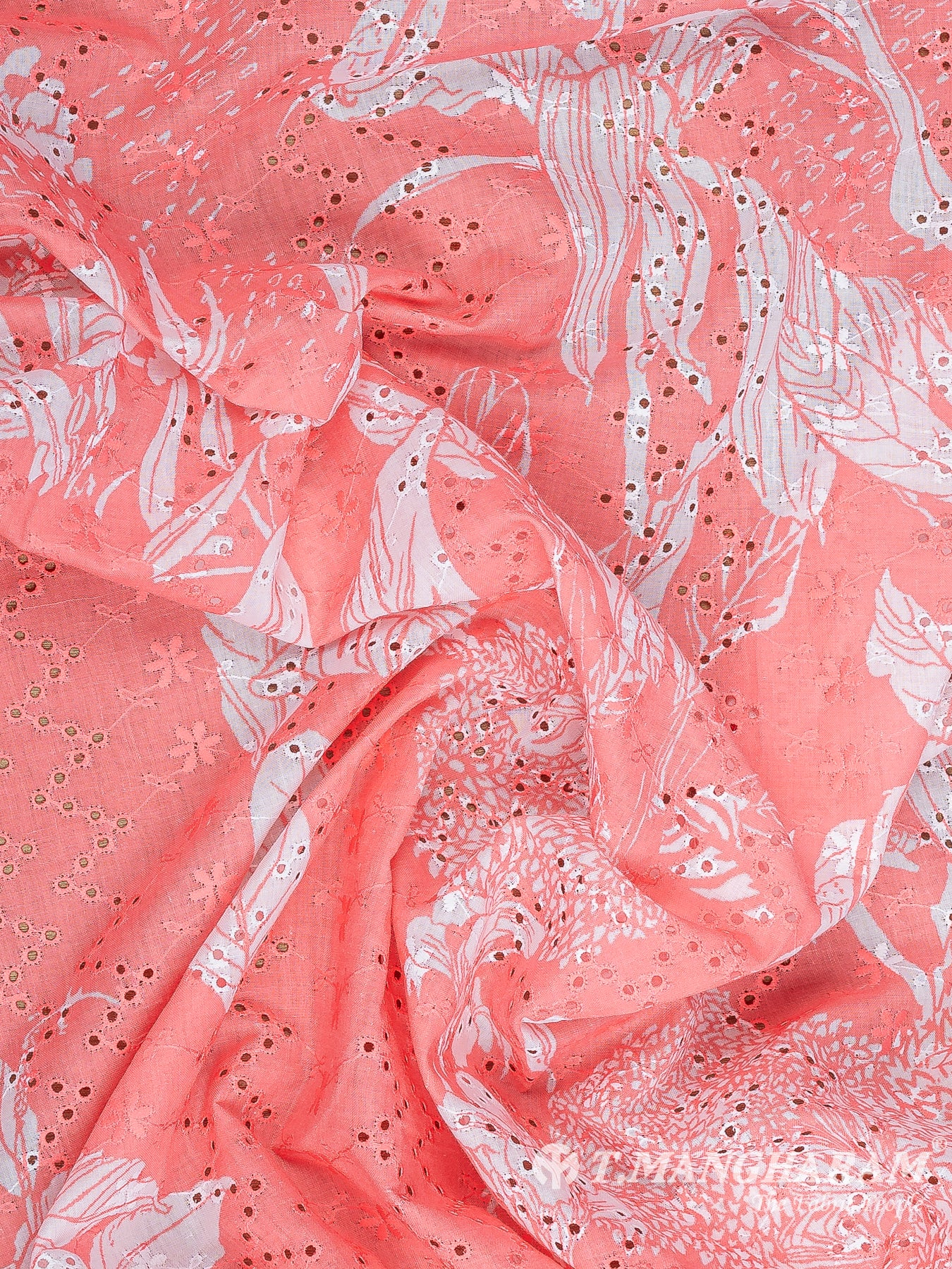 Pink Cotton Embroidery Fabric - EB8708