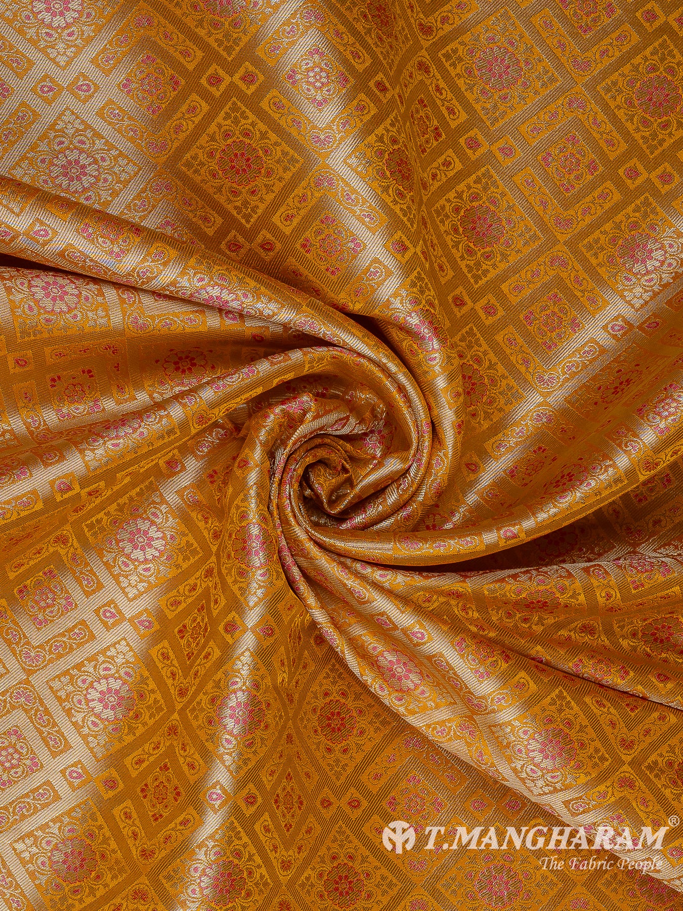 Mustard Yellow Semi Banaras Fabric - EB8799