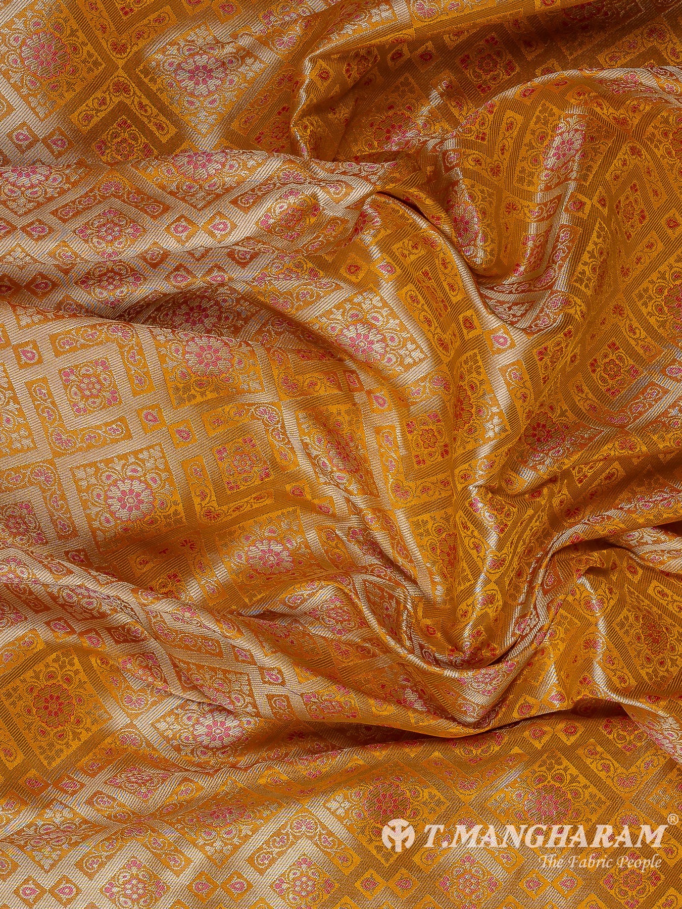 Mustard Yellow Semi Banaras Fabric - EB8799