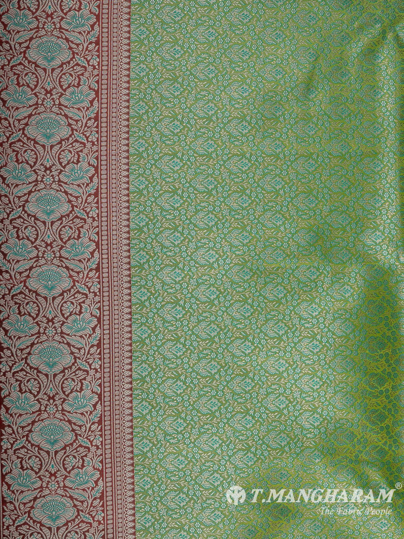 Green Semi Banaras Fabric - EB8757