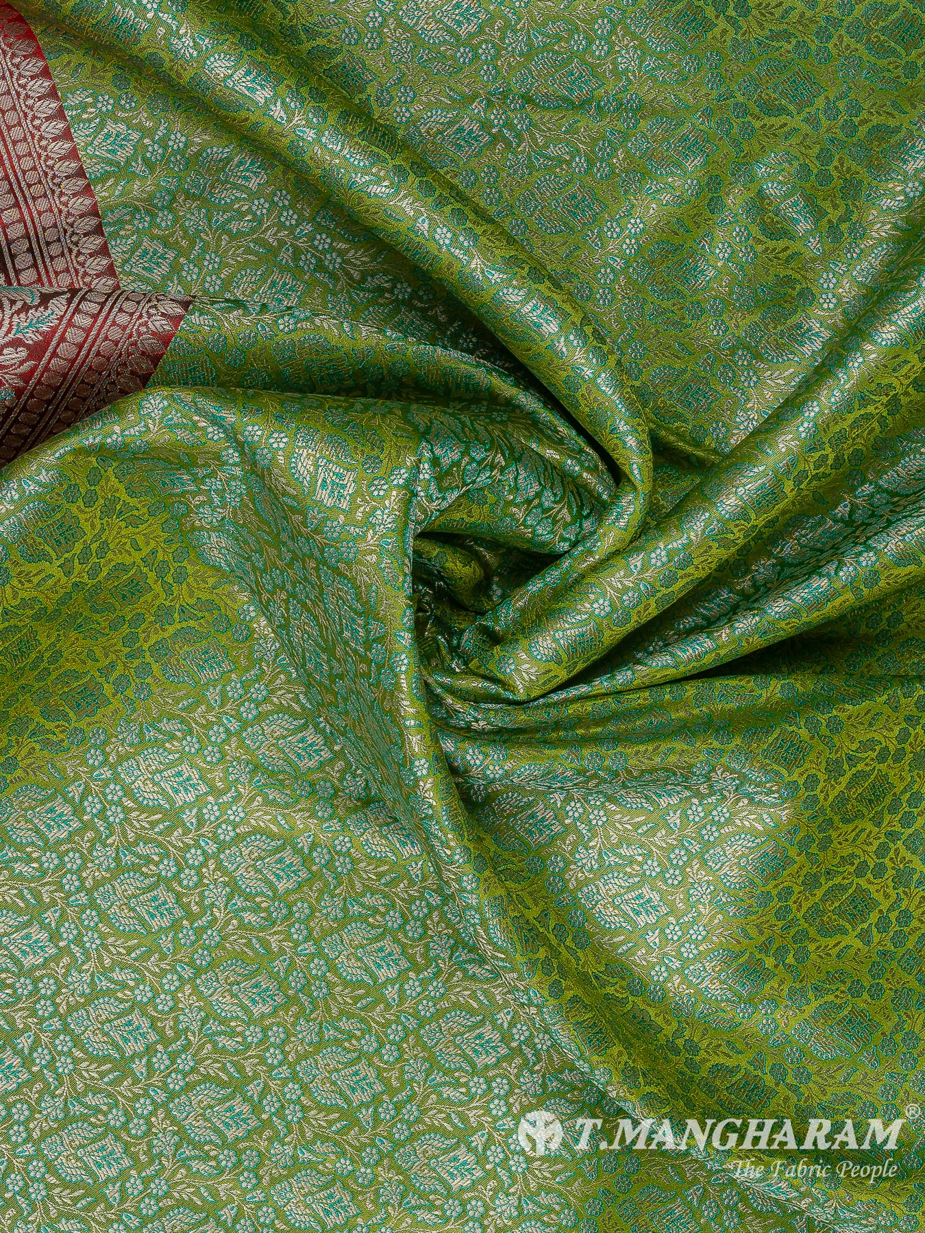 Green Semi Banaras Fabric - EB8757