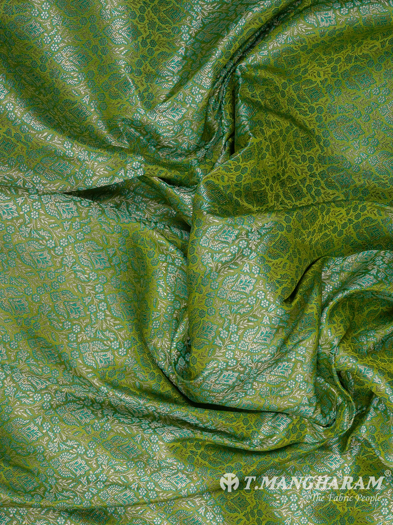 Green Semi Banaras Fabric - EB8757