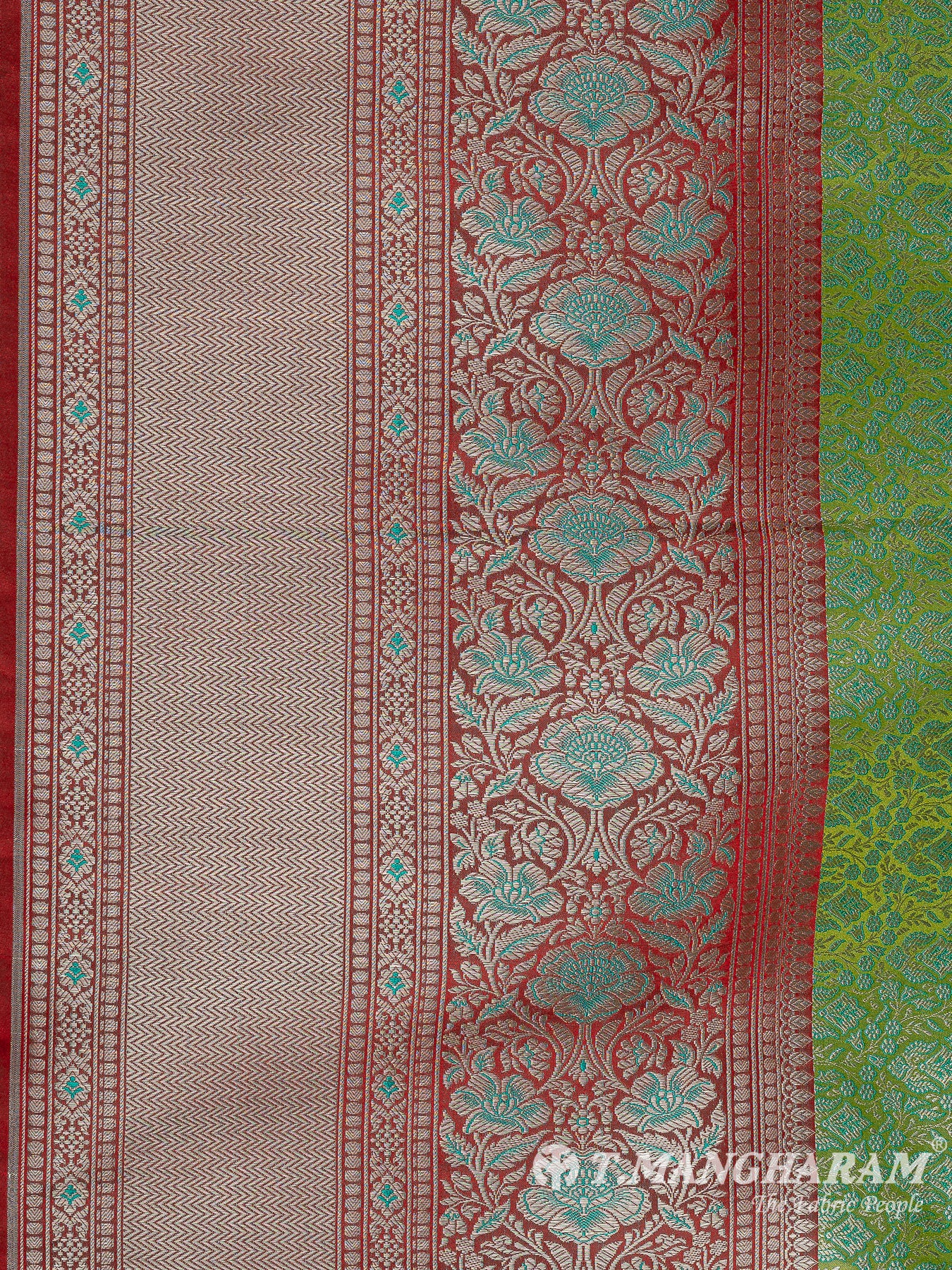 Green Semi Banaras Fabric - EB8757