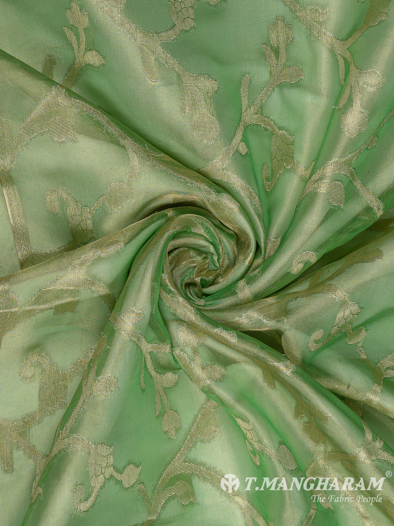 Green Semi Banaras Fabric - EB8725