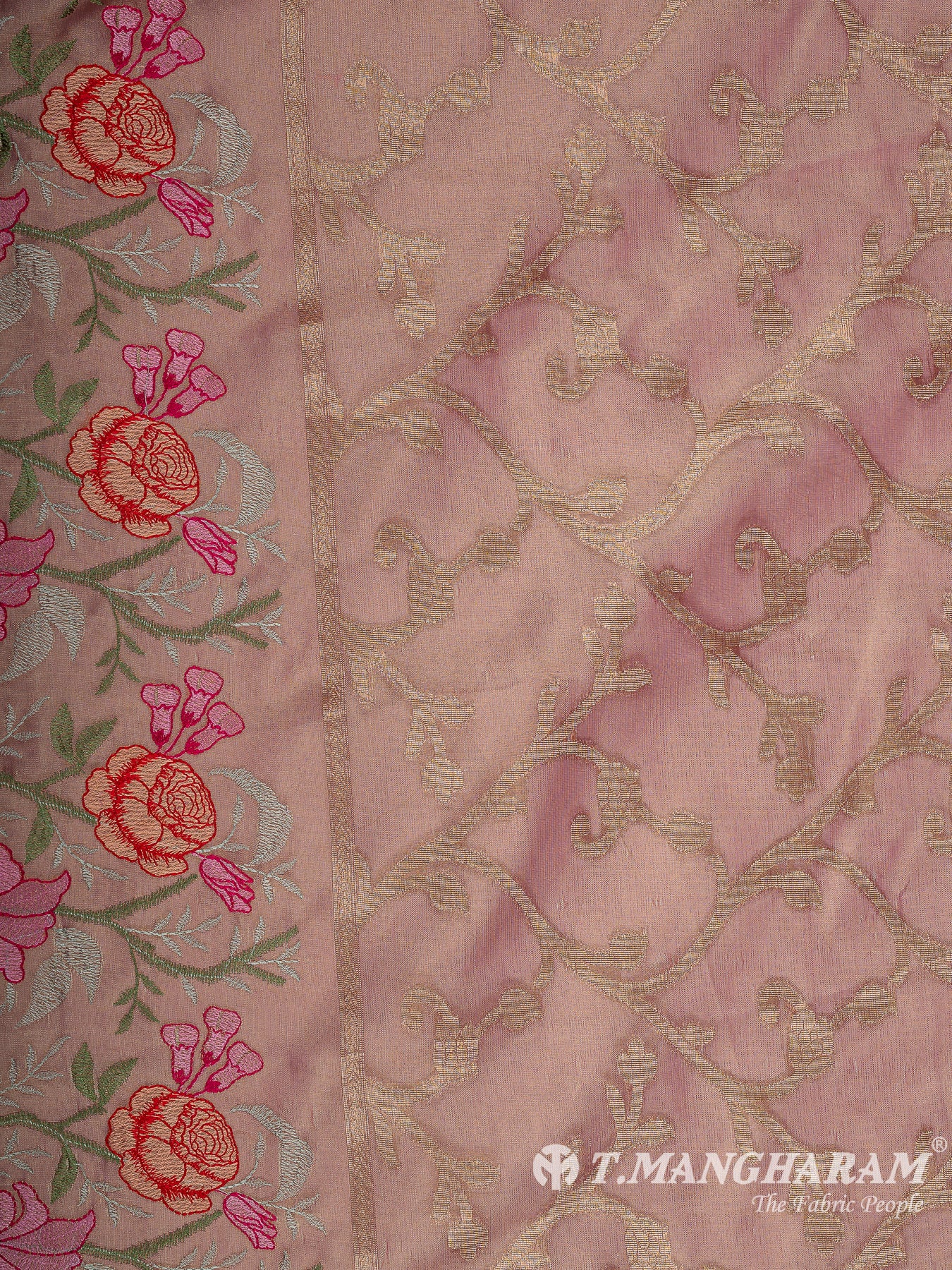 Pink Semi Banaras Fabric - EB8721