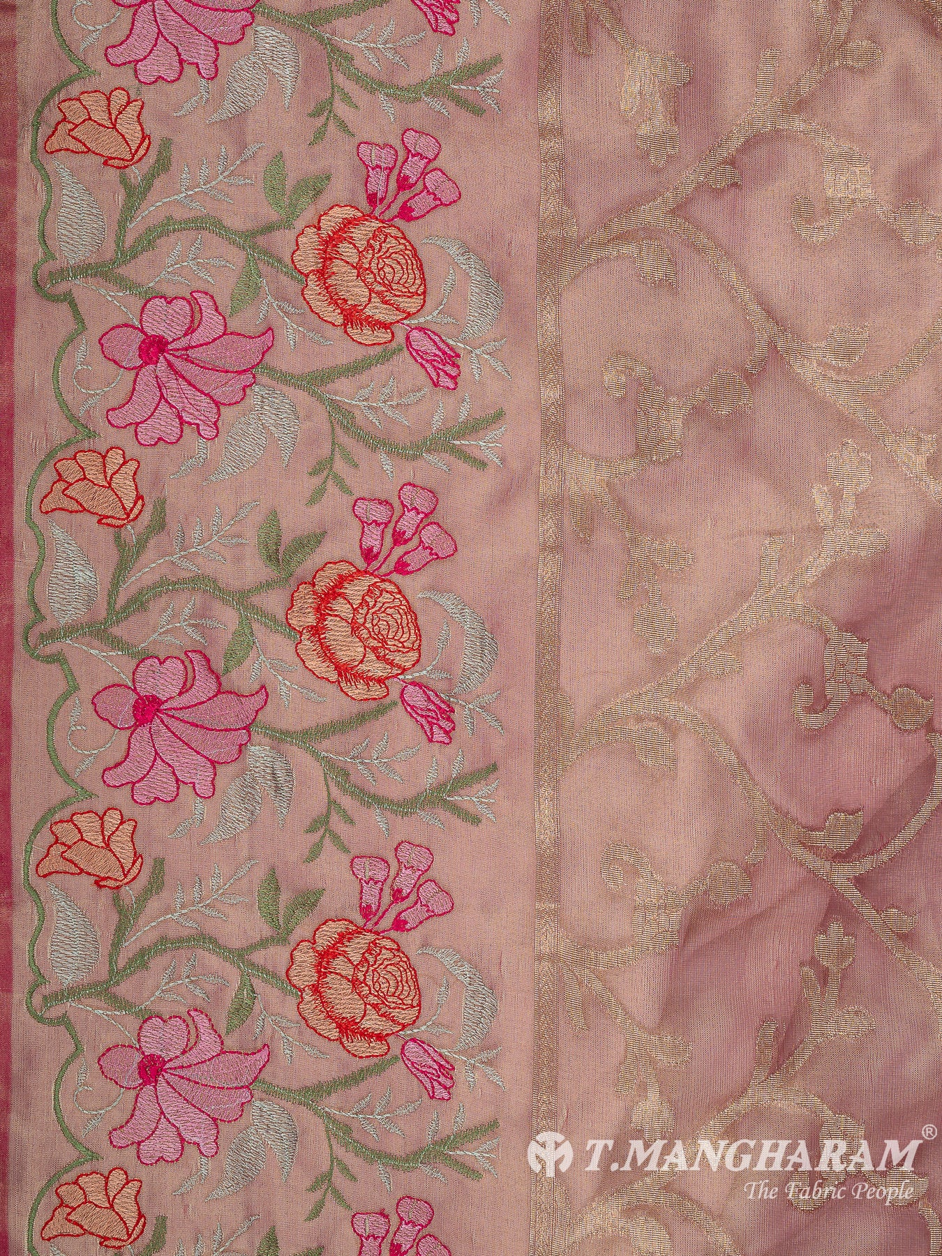 Pink Semi Banaras Fabric - EB8721