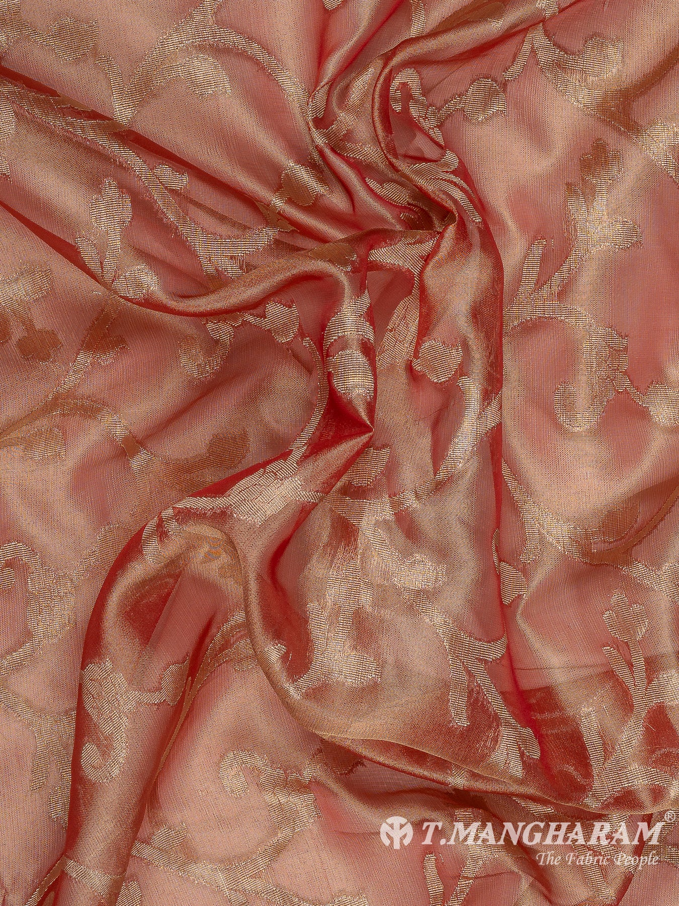 Peach Semi Banaras Fabric - EB8726