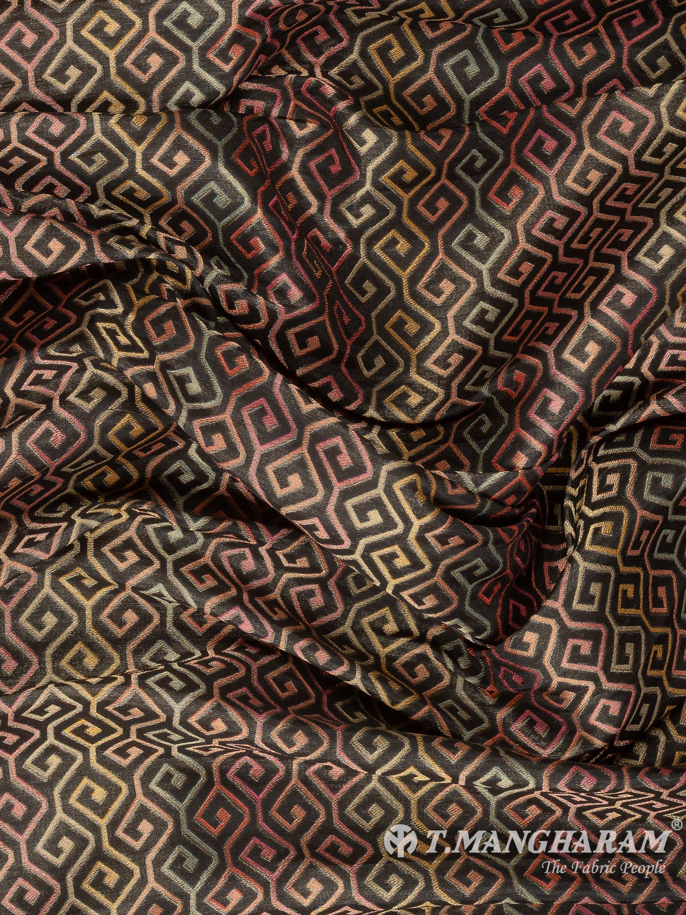 Black Semi Banaras Fabric - EB8739