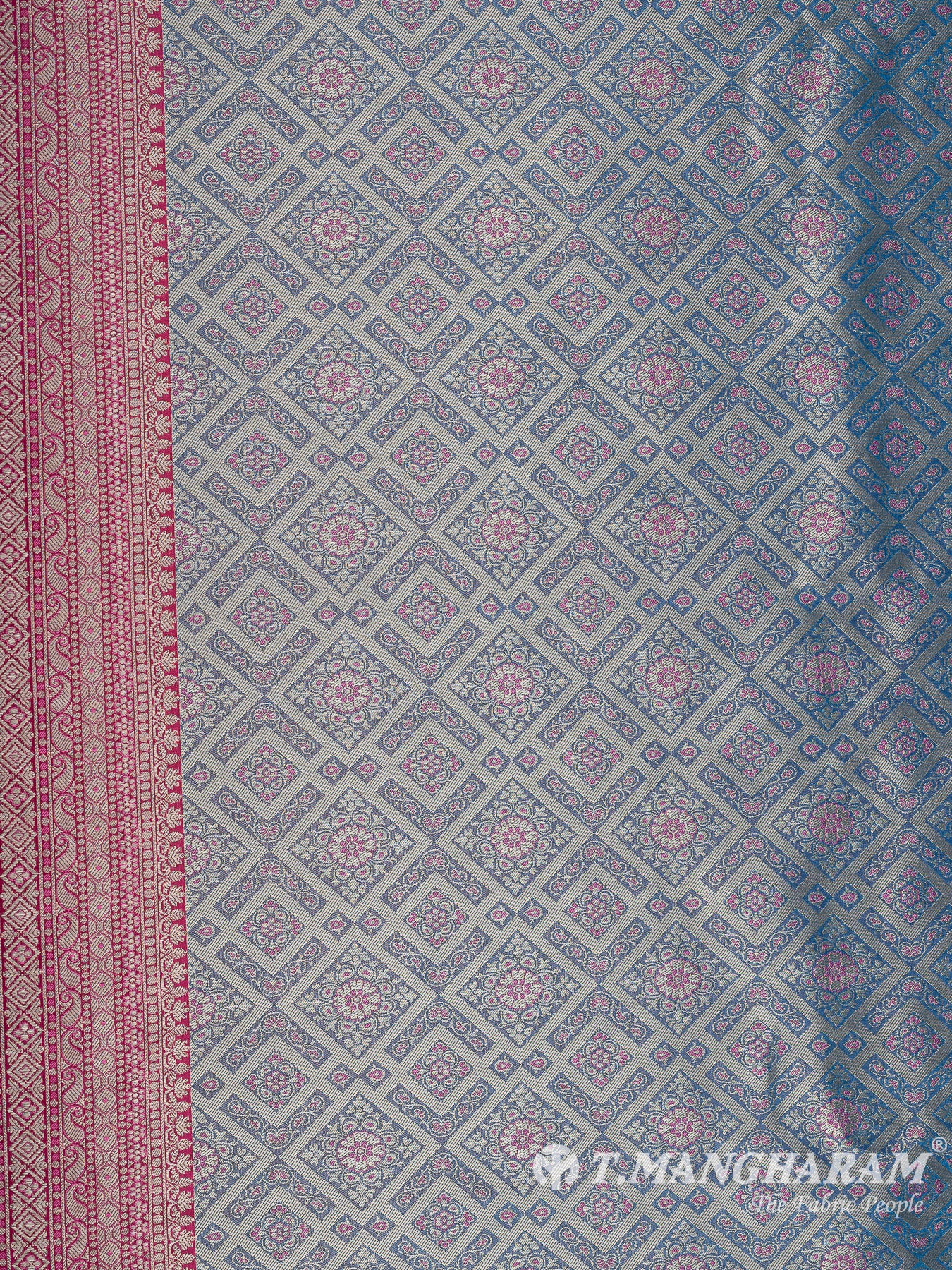Blue Semi Banaras Fabric - EB8798