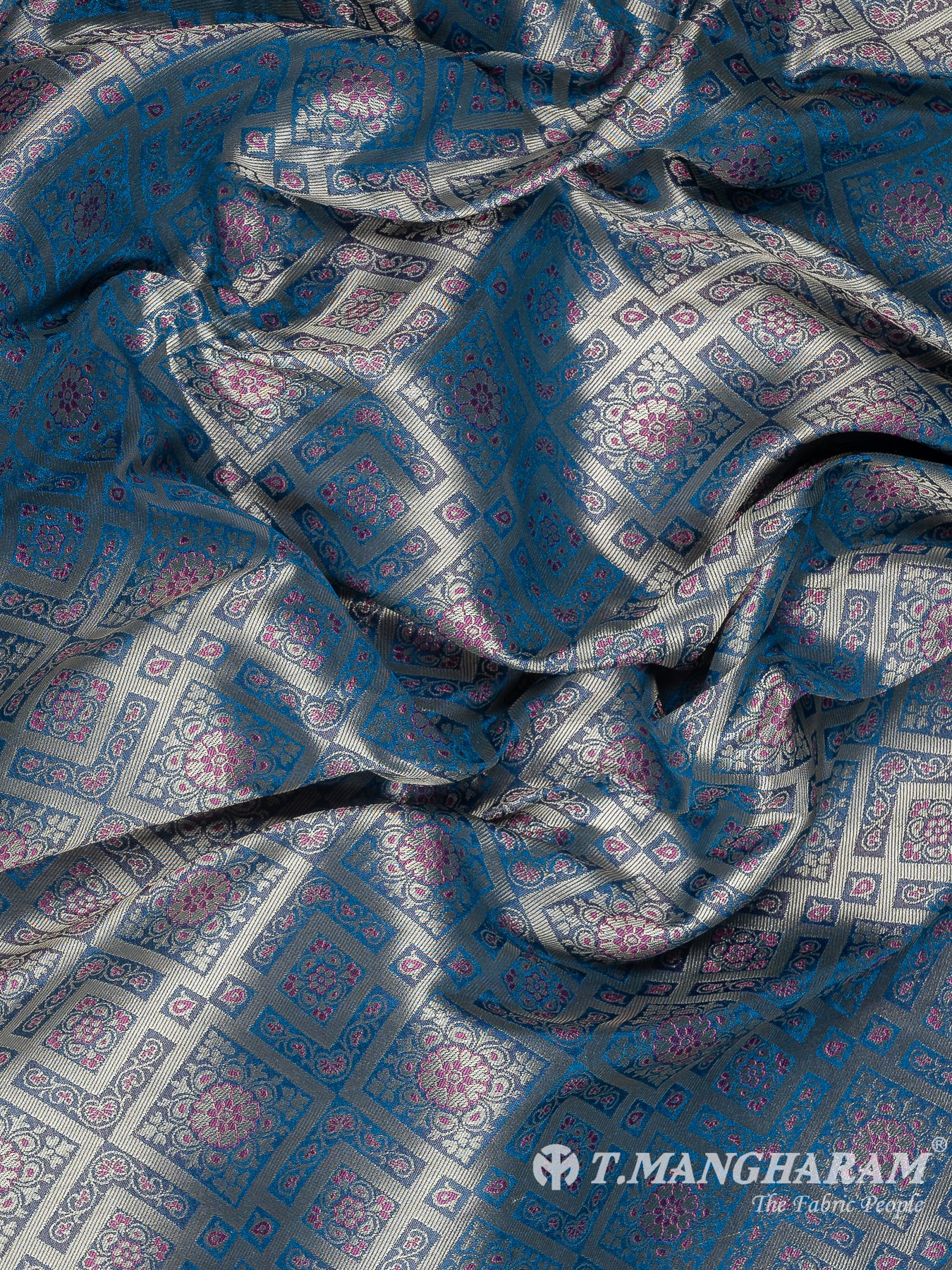 Blue Semi Banaras Fabric - EB8798