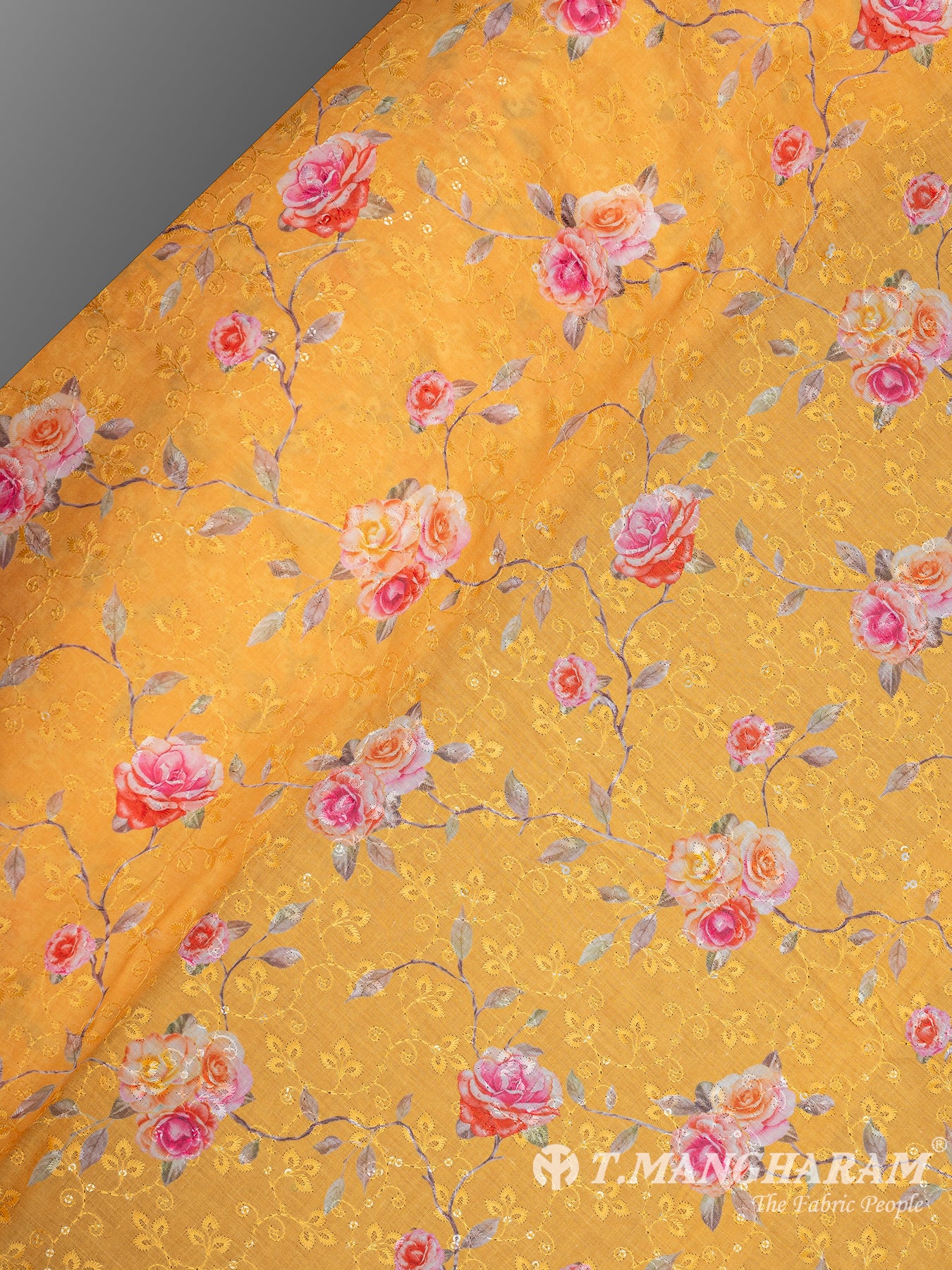 Yellow Cotton Embroidery Fabric - EB8785