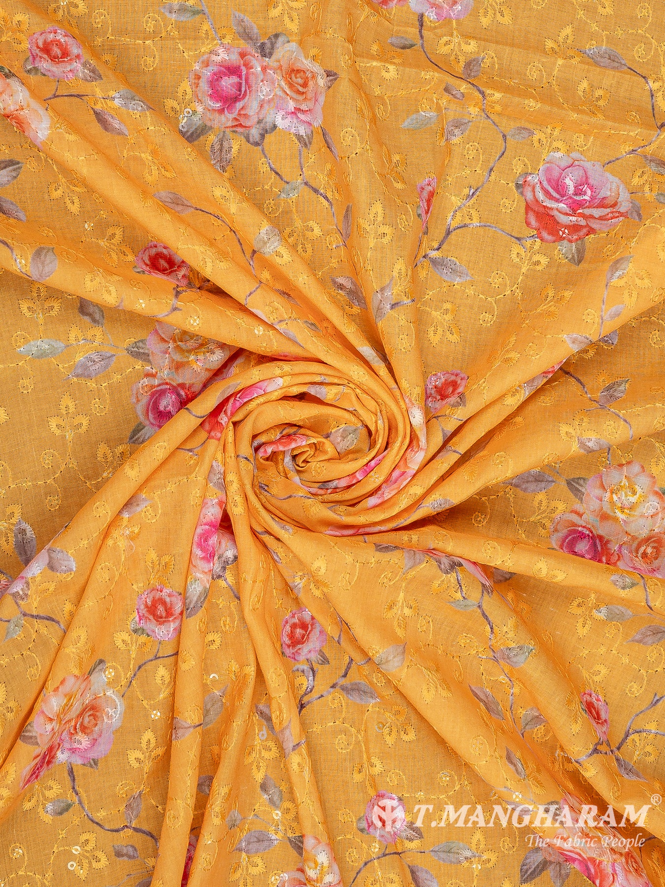 Yellow Cotton Embroidery Fabric - EB8785