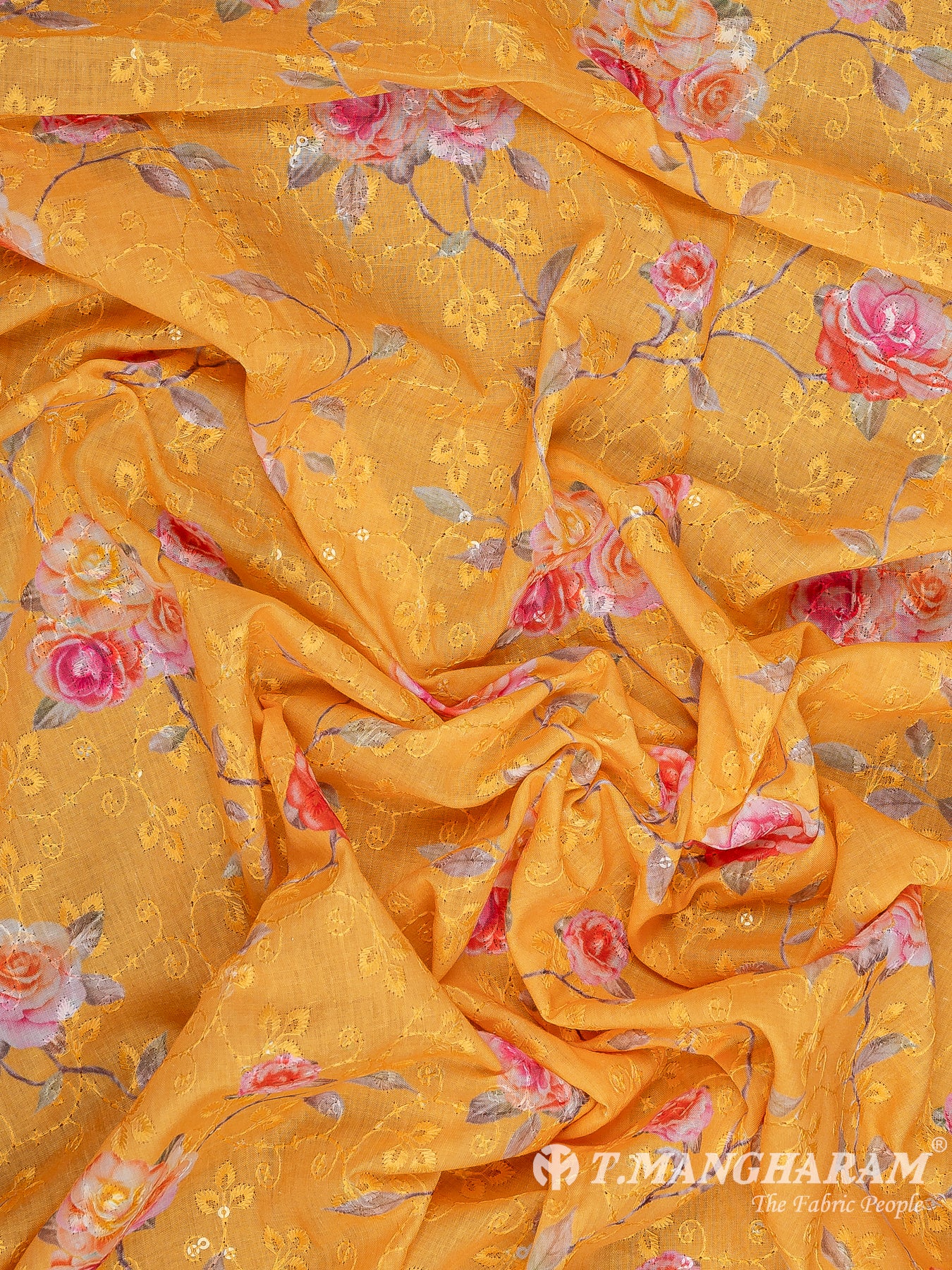 Yellow Cotton Embroidery Fabric - EB8785