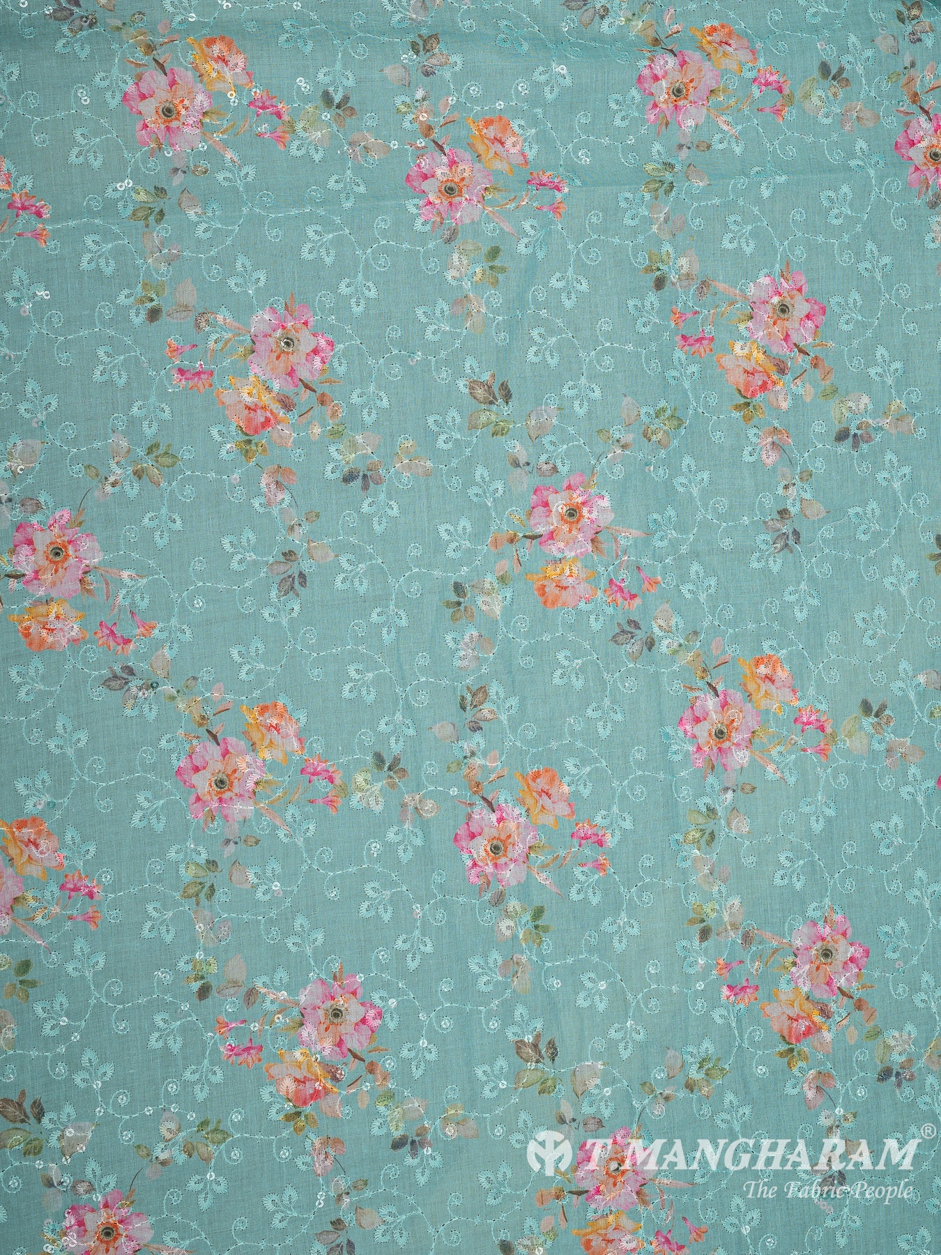 Green Cotton Embroidery Fabric - EB8796