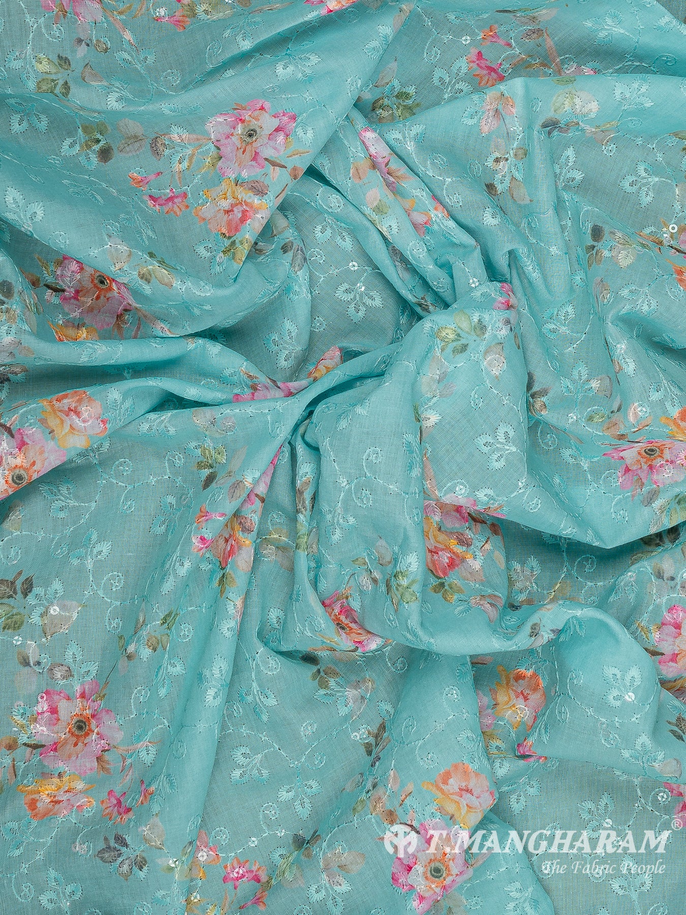 Green Cotton Embroidery Fabric - EB8796