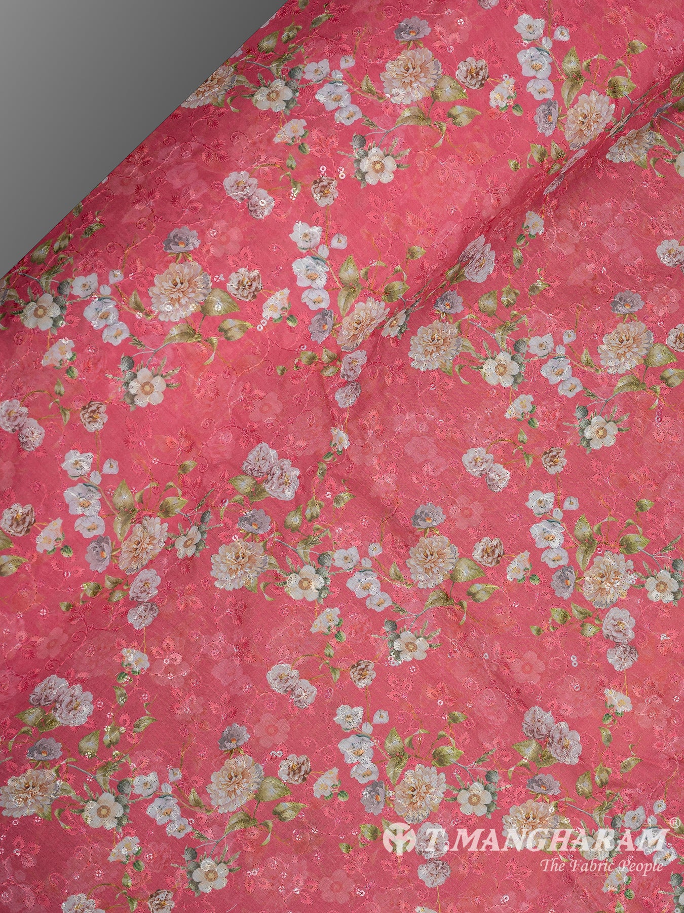 Pink Cotton Embroidery Fabric - EB8784