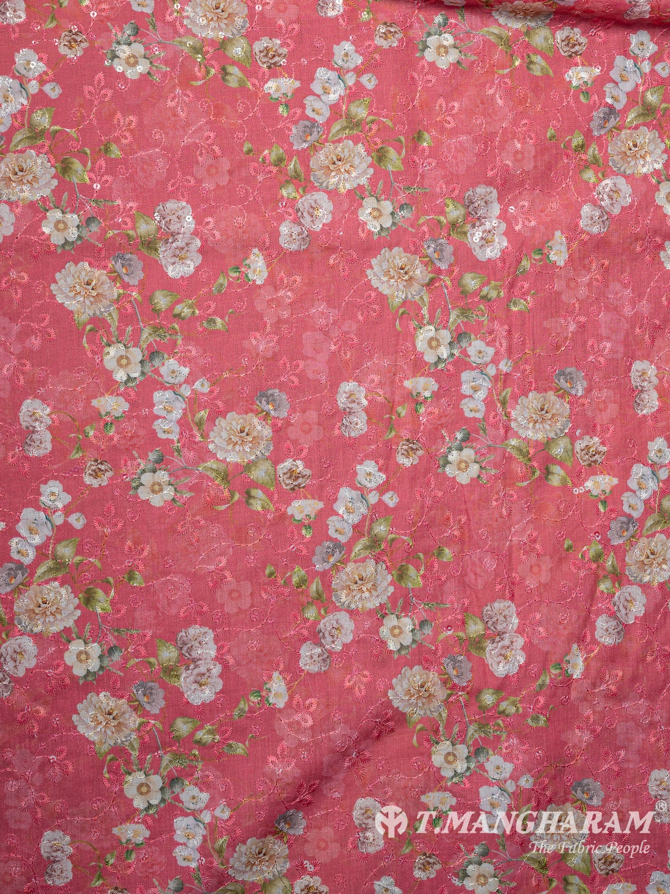 Pink Cotton Embroidery Fabric - EB8784