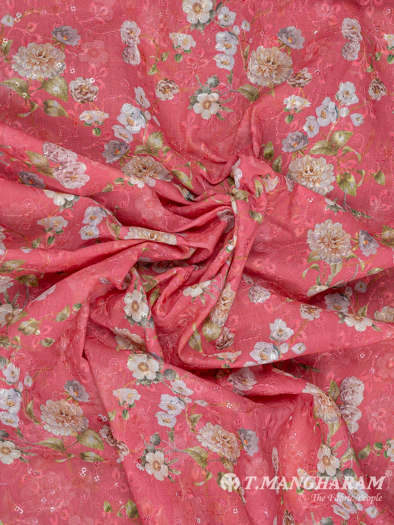 Pink Cotton Embroidery Fabric - EB8784