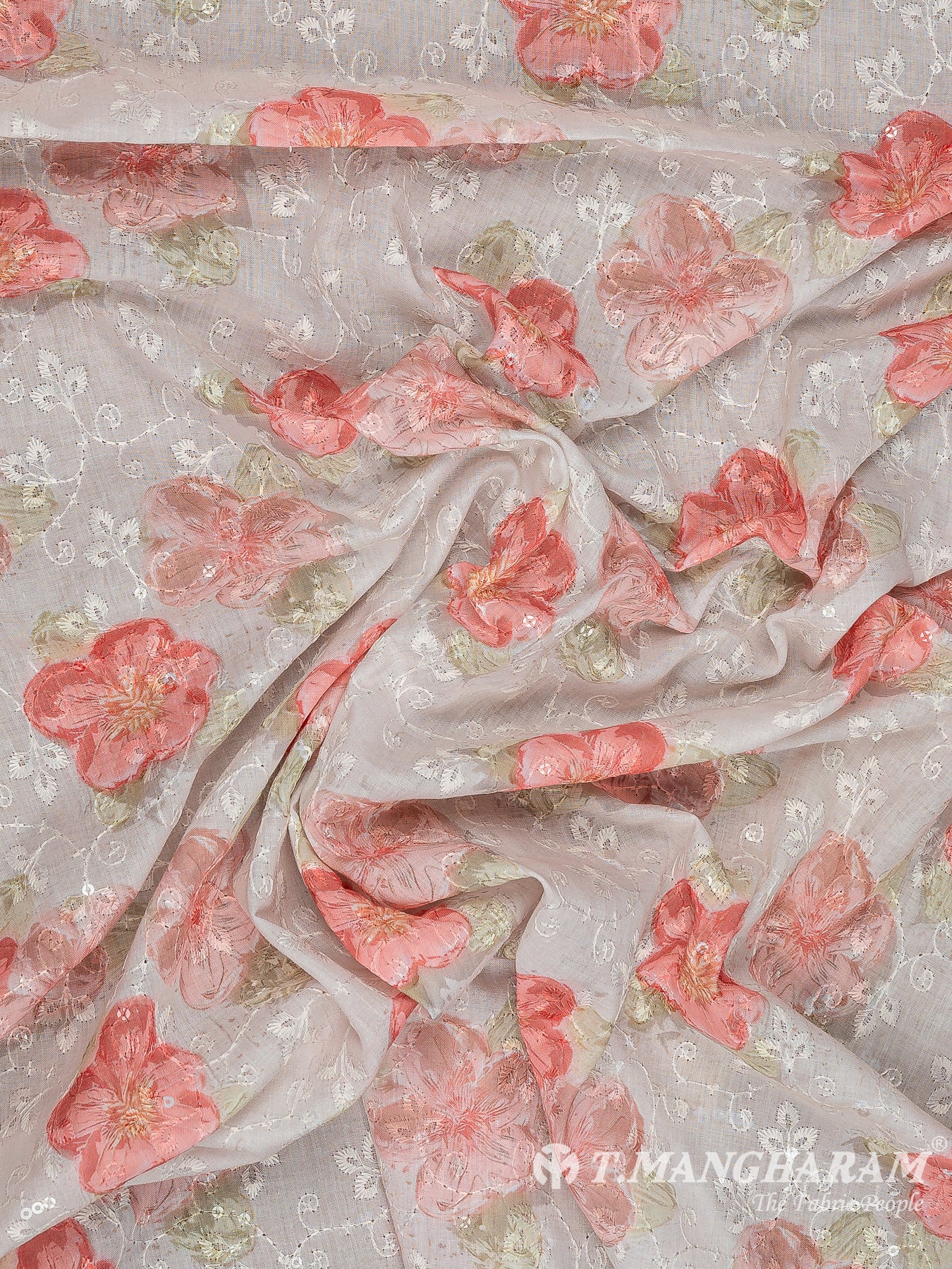 Cream Cotton Embroidery Fabric - EB8781