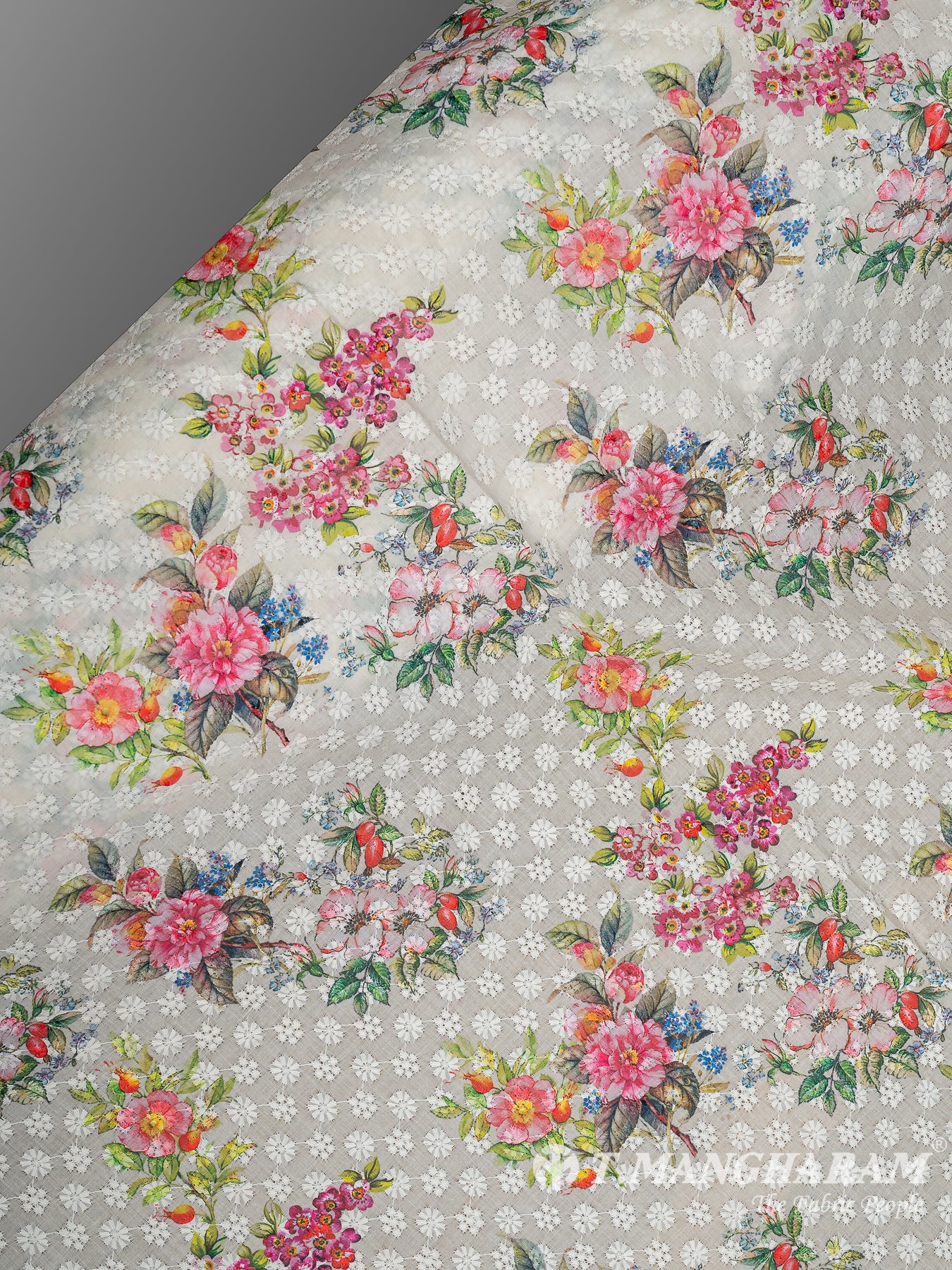 White Cotton Embroidery Fabric - EC11678