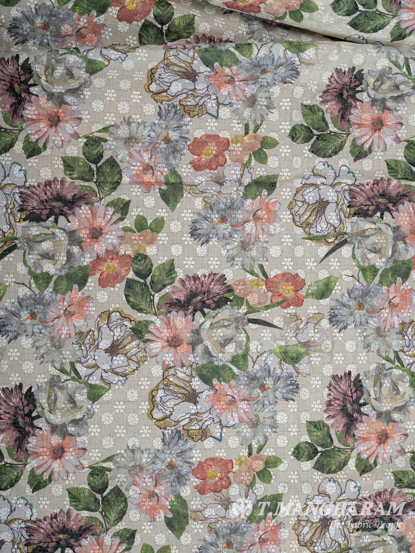 Cream Cotton Embroidery Fabric - EC11679