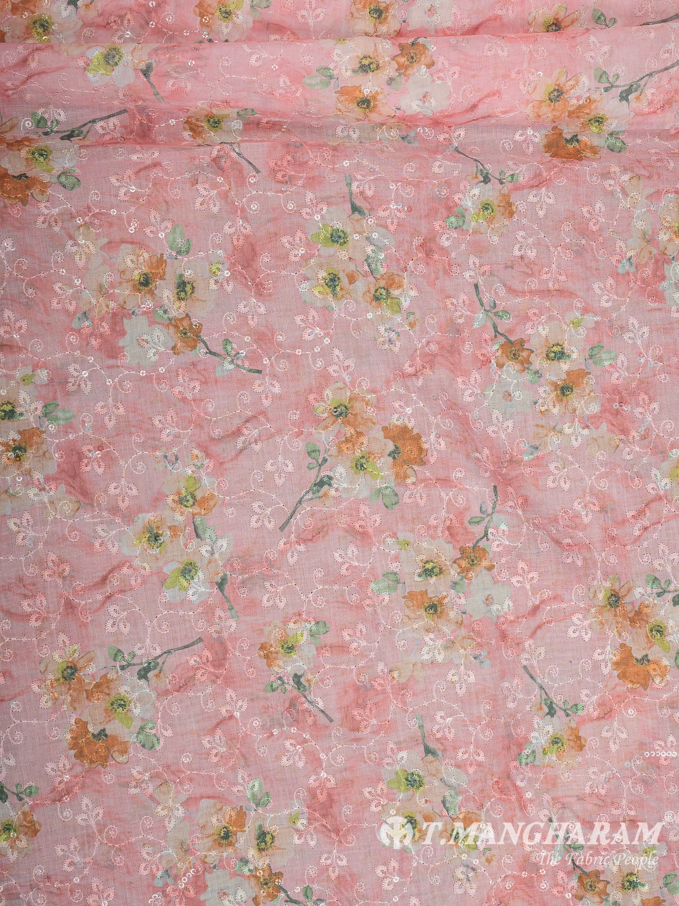 Pink Cotton Embroidery Fabric - EB8794