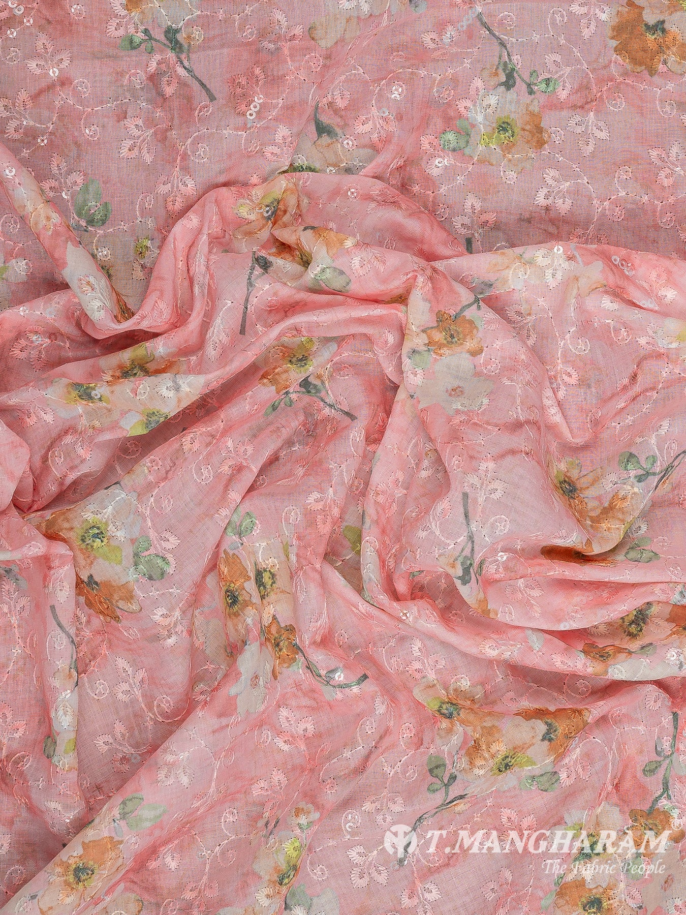 Pink Cotton Embroidery Fabric - EB8794