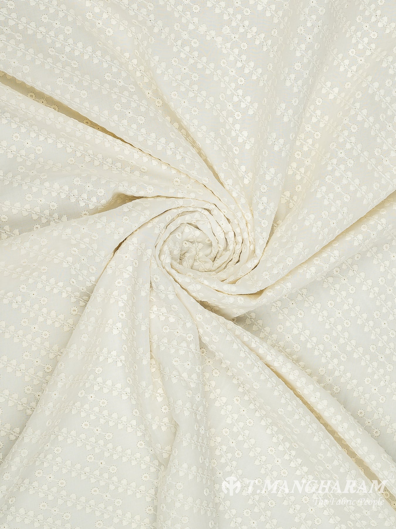 Cream Cotton Embroidery Fabric - EC11690