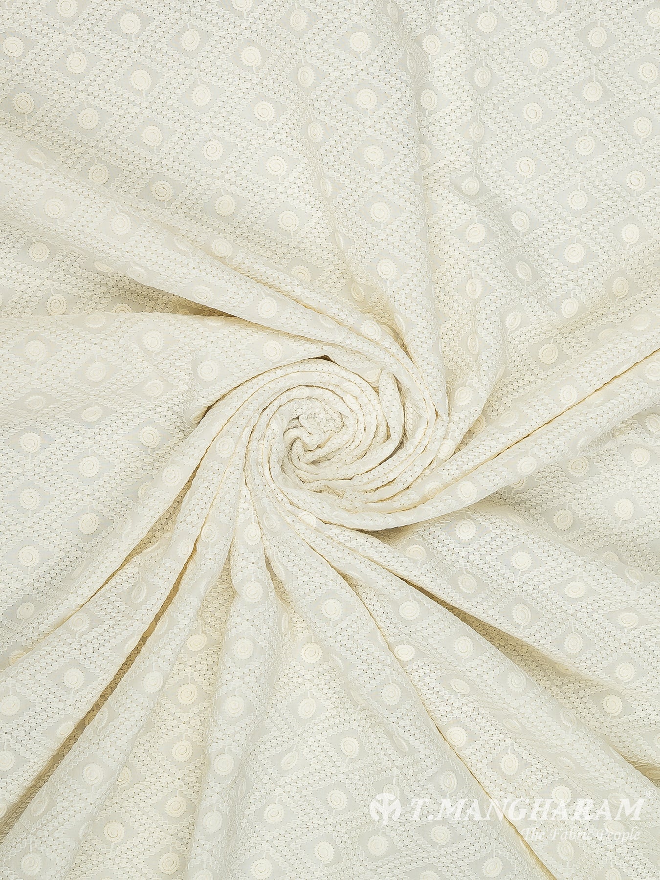 Cream Cotton Embroidery Fabric - EC11691