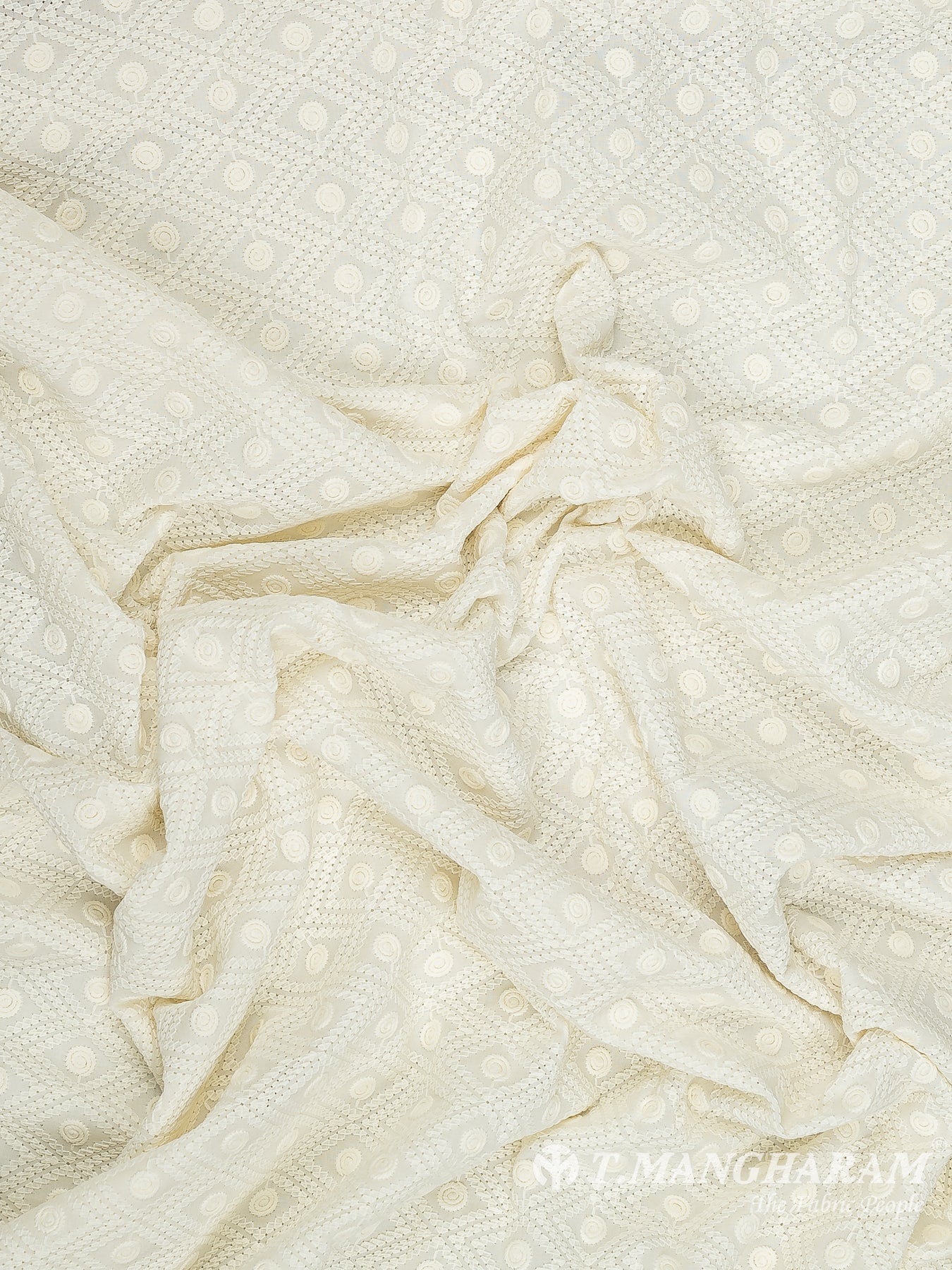 Cream Cotton Embroidery Fabric - EC11691