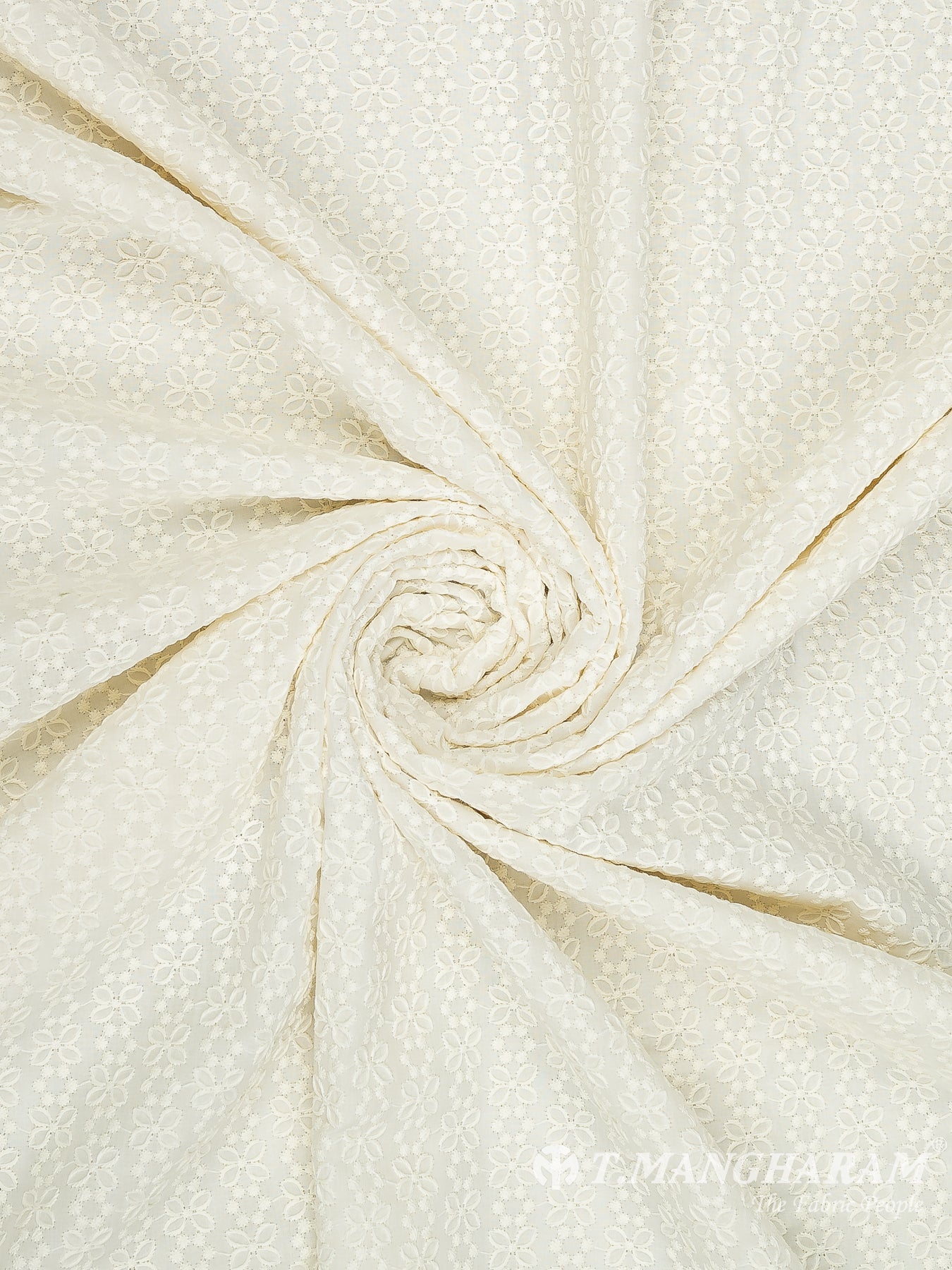 Cream Cotton Embroidery Fabric - EC11687