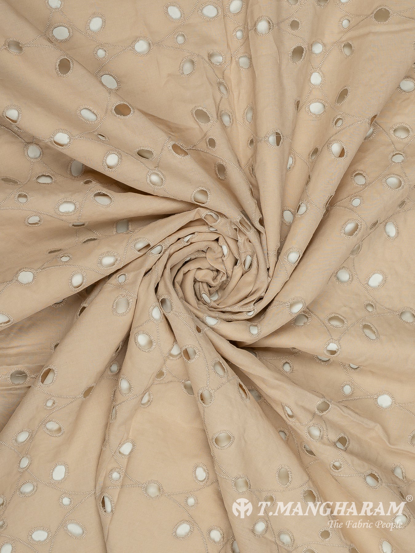 Beige Cotton Embroidery Fabric - EC11682