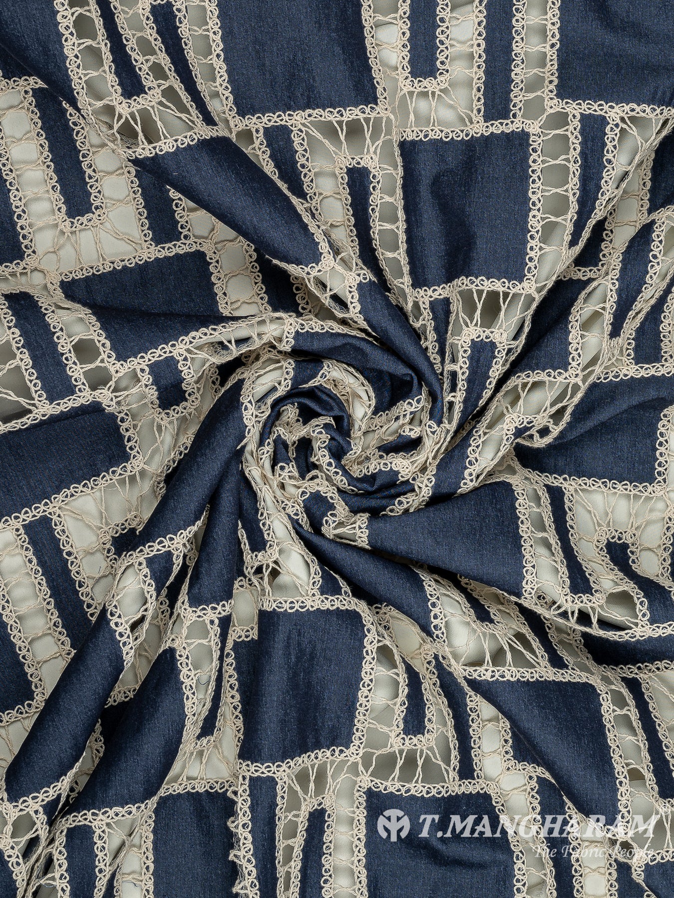 Blue Denim Embroidery Fabric - EB8866