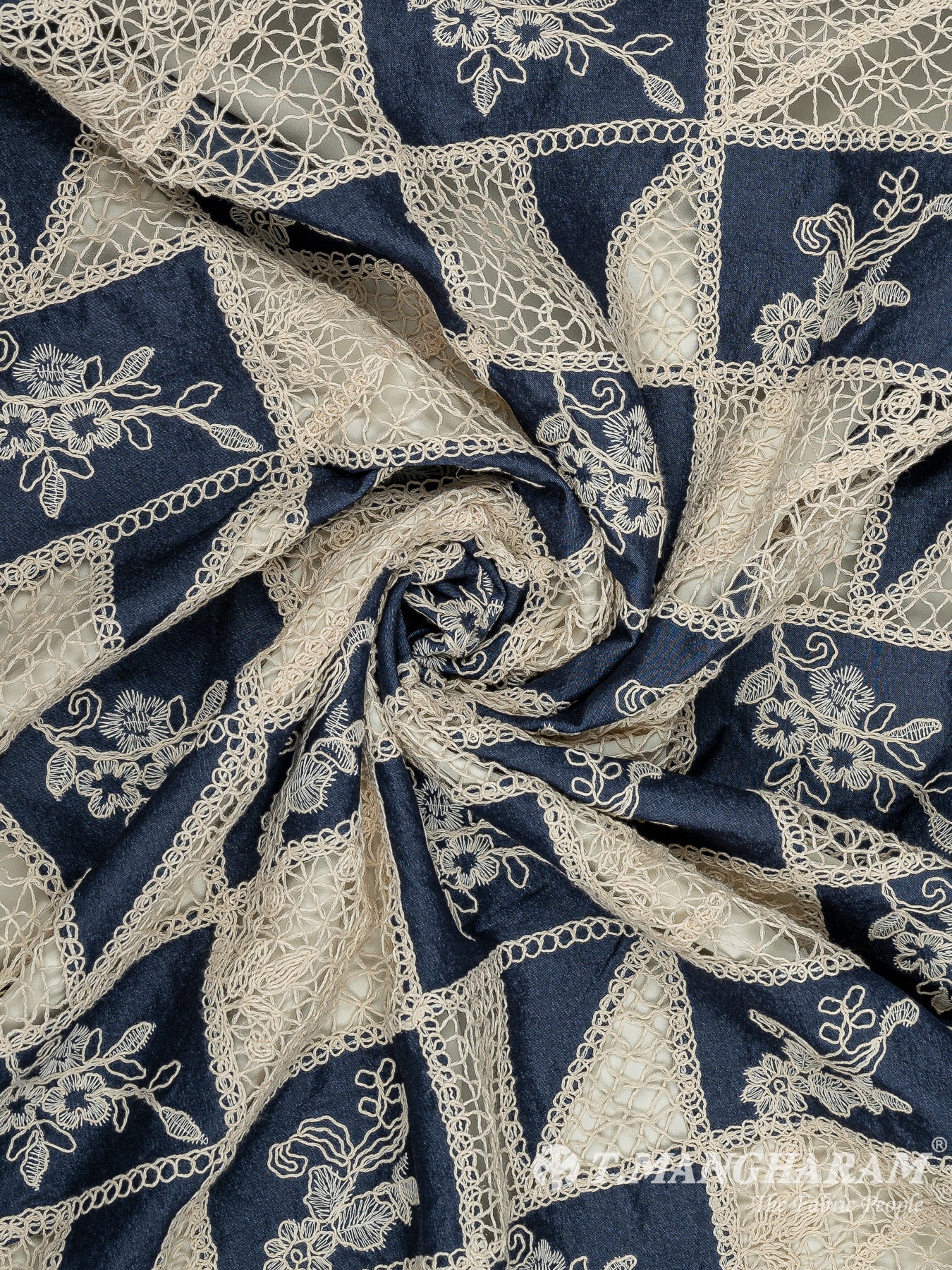 Blue Denim Embroidery Fabric - EB8863