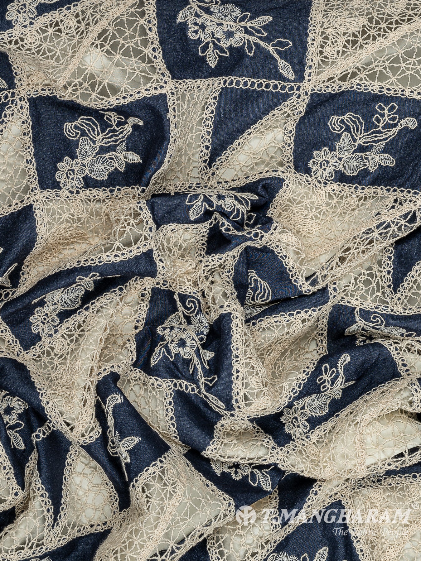 Blue Denim Embroidery Fabric - EB8863