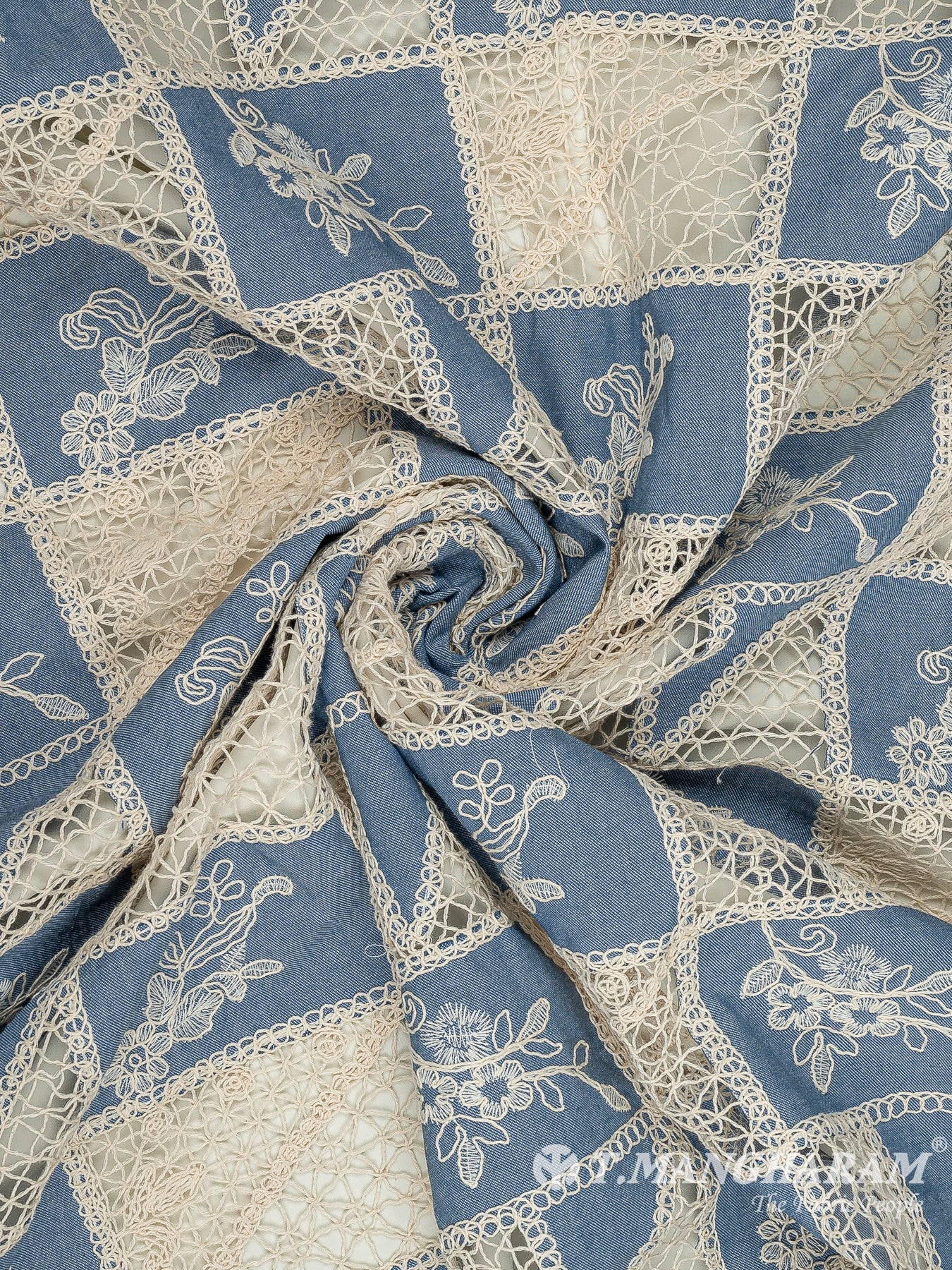 Blue Denim Embroidery Fabric - EB8864