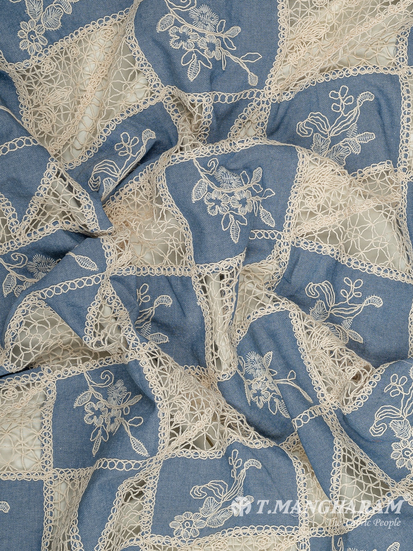 Blue Denim Embroidery Fabric - EB8864