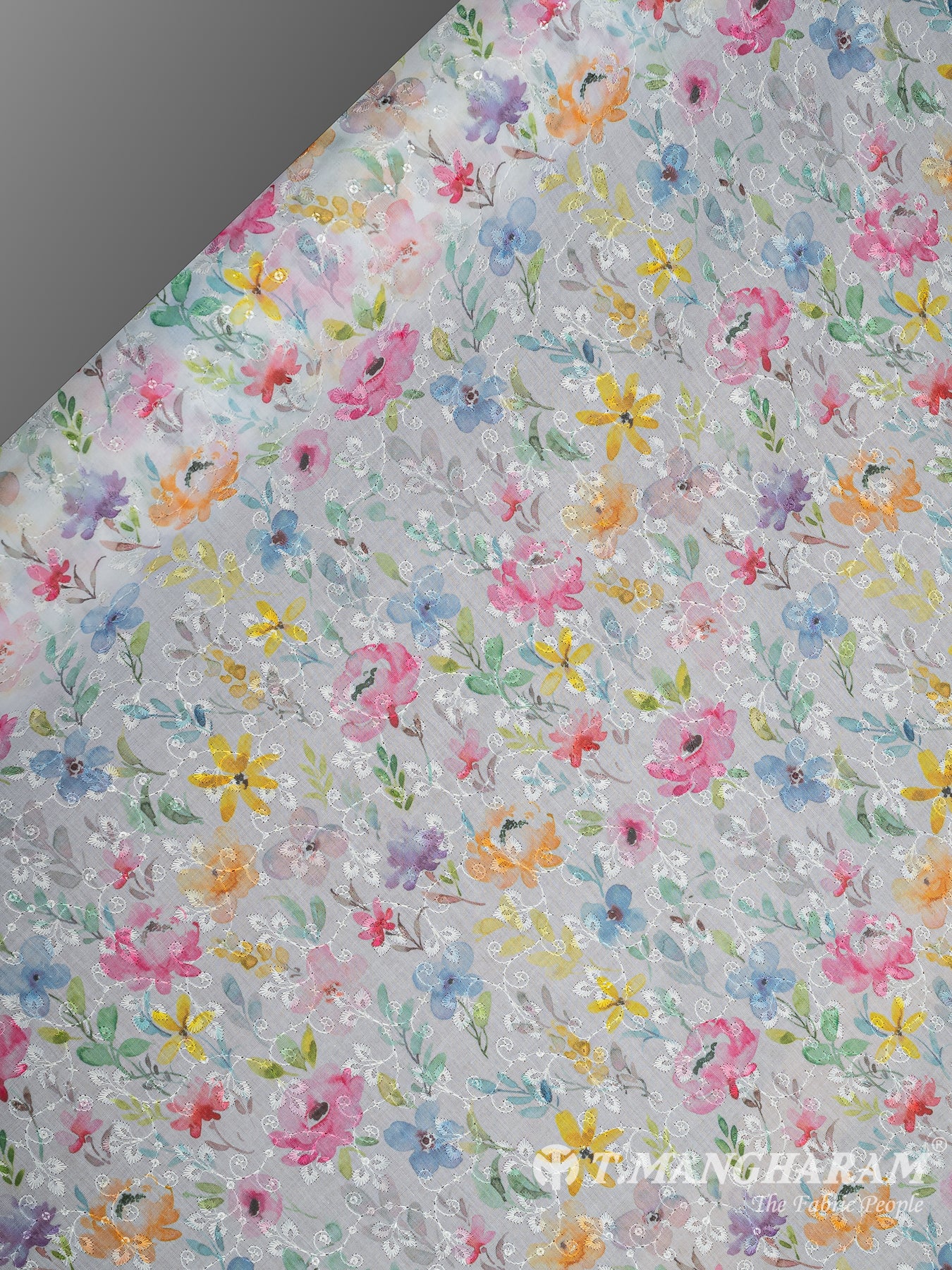 White Cotton Embroidery Fabric - EB8789