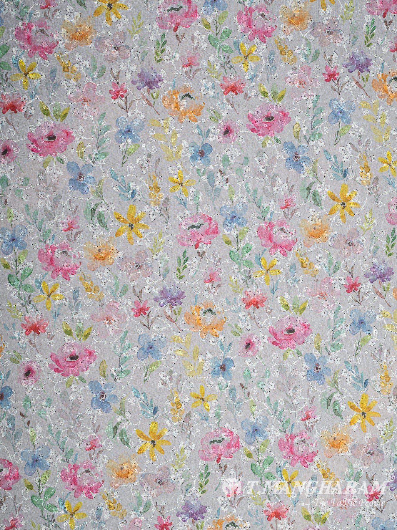 White Cotton Embroidery Fabric - EB8789